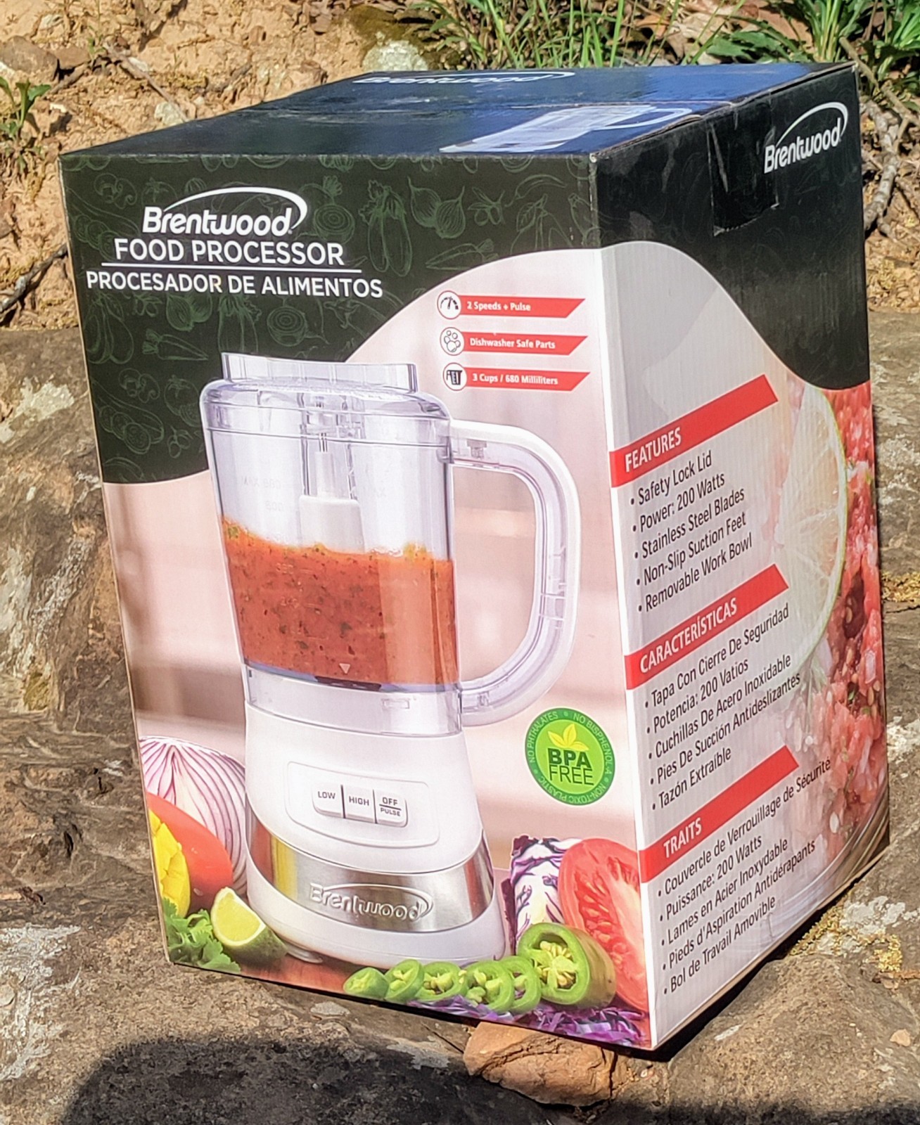 New Brentwood Appliances FP-549W 3-Cup 2-Speed White Food Processor Chopper NIB