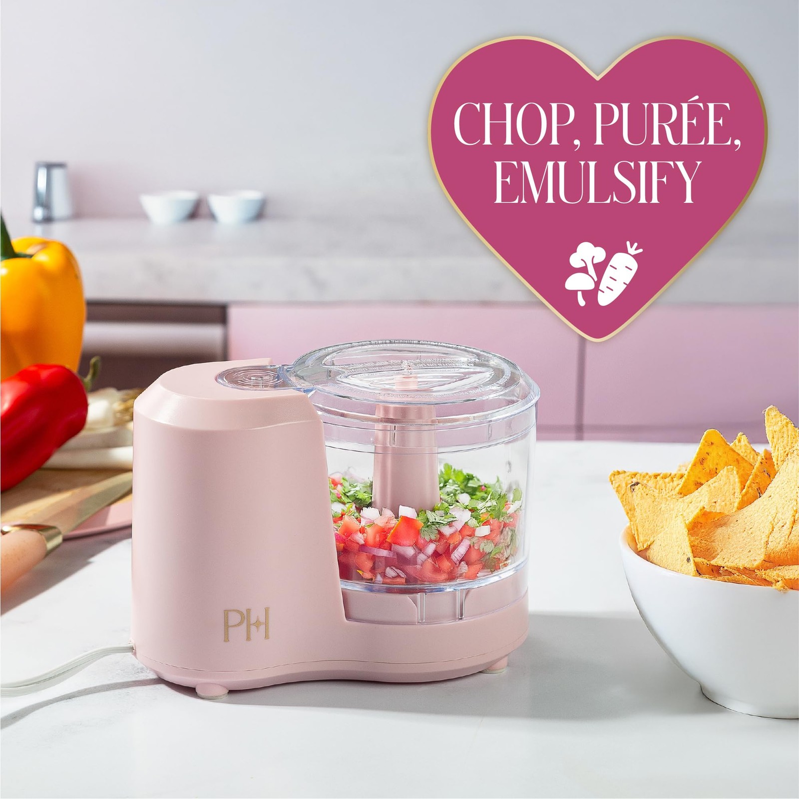 1.5-Cup Food Chopper, Stainless Steel Blade With One-Touch Pulse Control, Com…