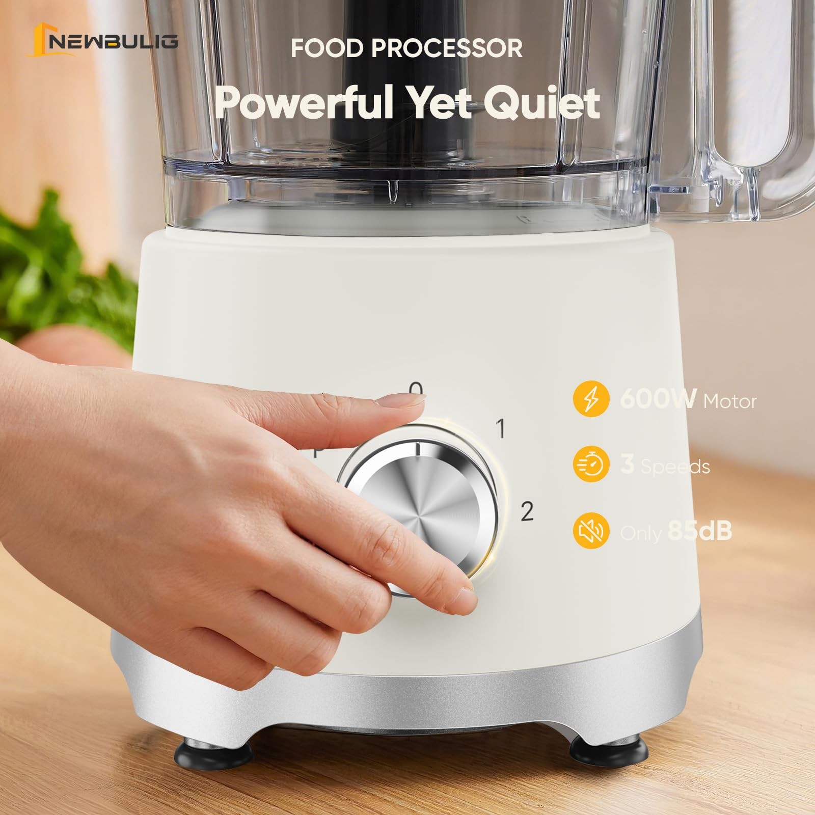 Newbulig 10.5 Cups Food Processor Versatile Food Processors 5 Blades 600W