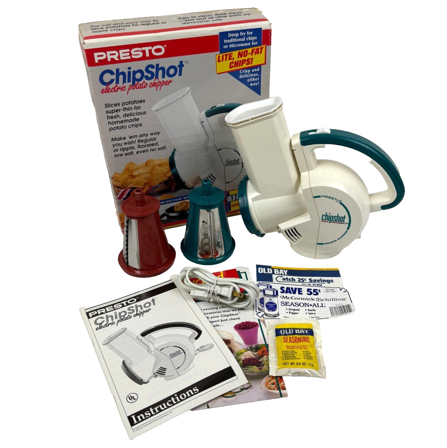 Presto Chip Shot Electric Potato Chipper Slicer Lite No Fat Chip Maker VTG 94