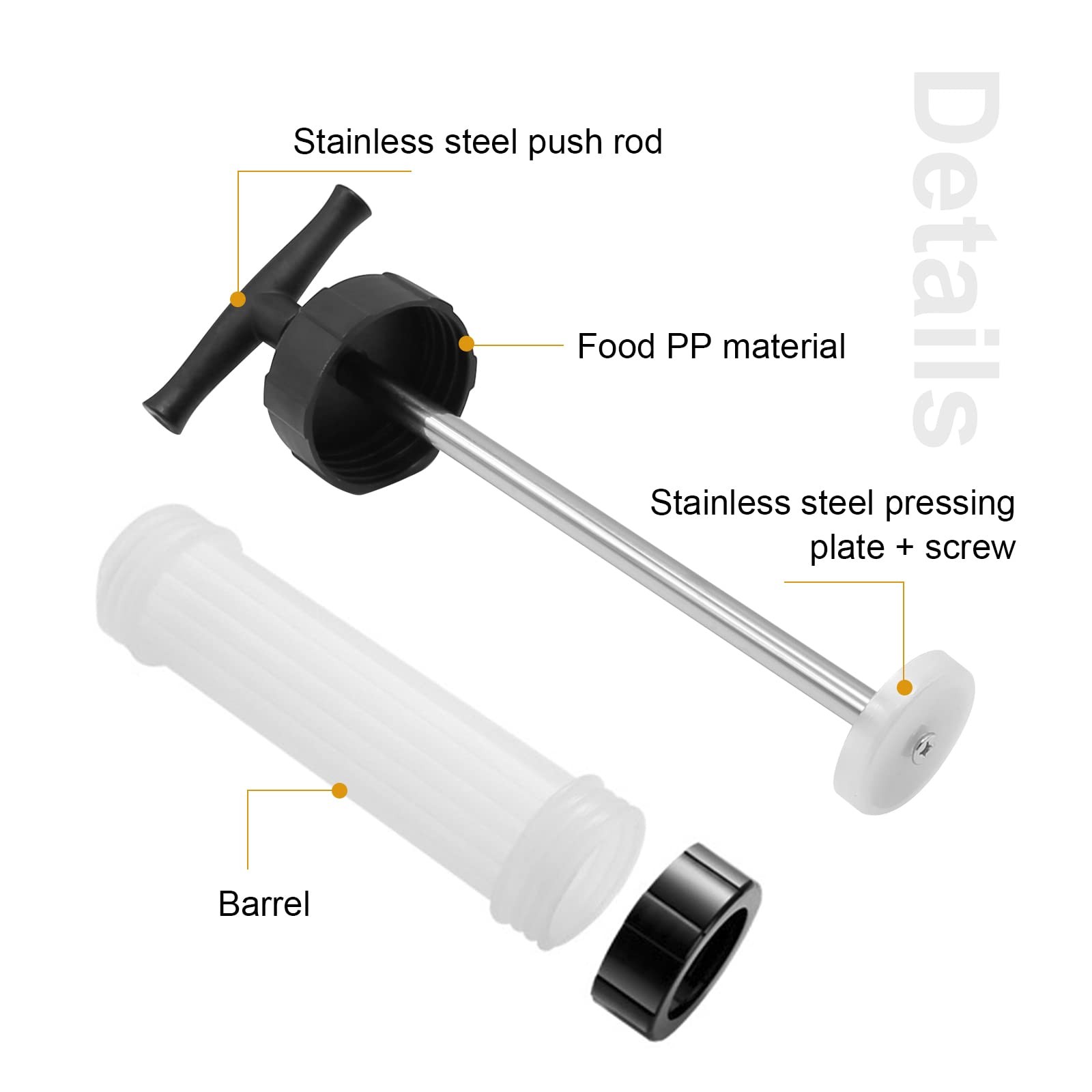 Hoypeyfiy Homemade Sausage Maker Kitchen Stuffer push type, White