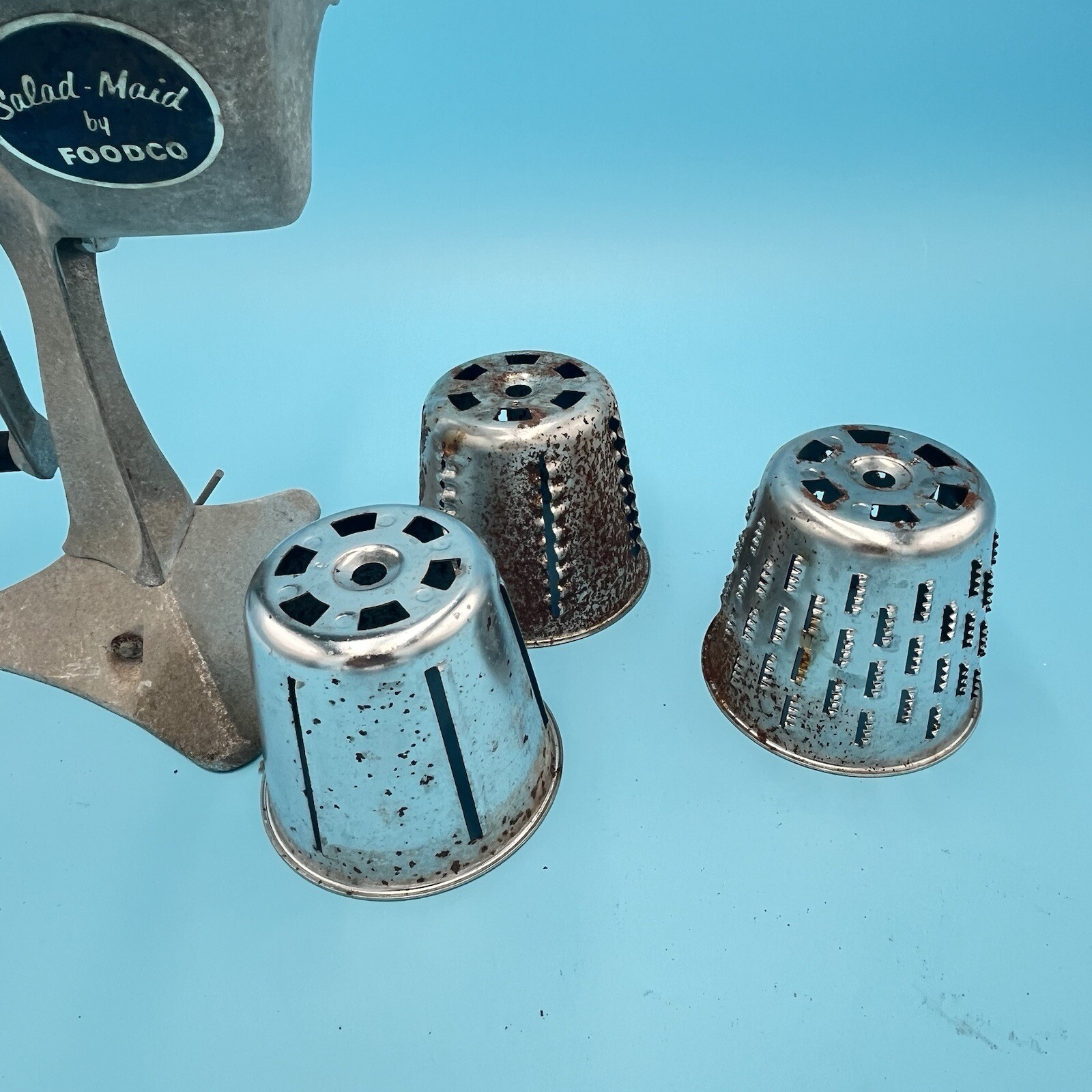Salad Maid By FoodCo With 9 Attachments Food Process Grinder Manual Vintage