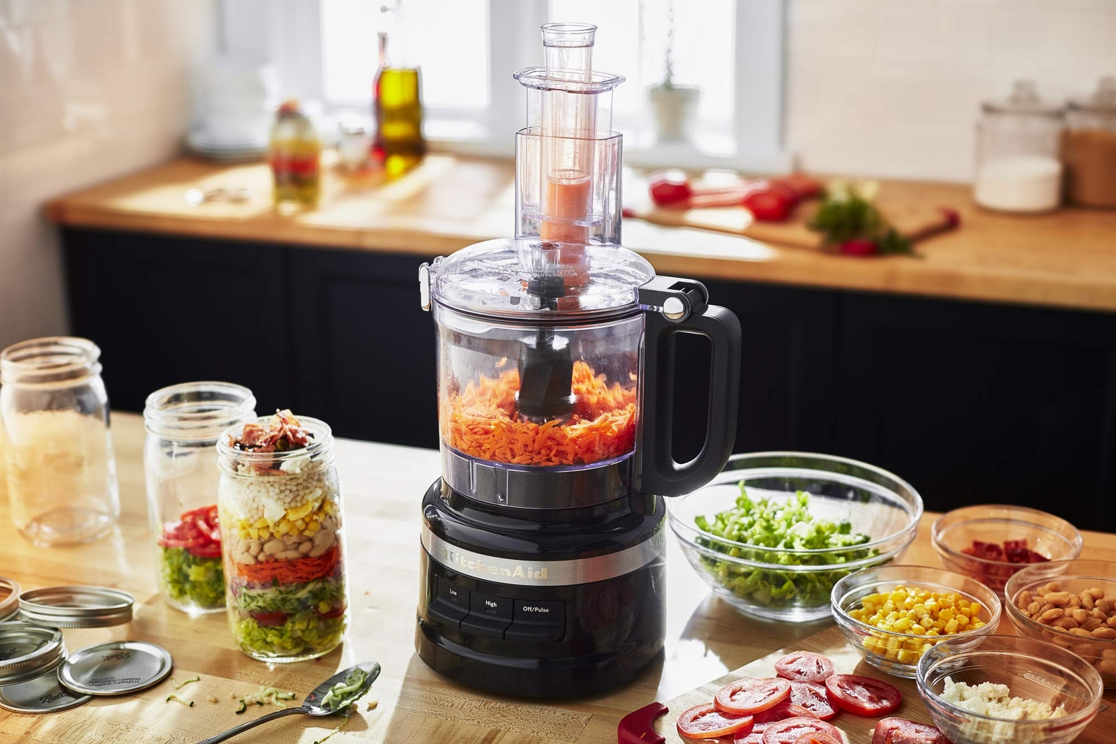 KitchenAid KFP0718OB Easy Store Food Processor, 7 Cup, Onyx Black