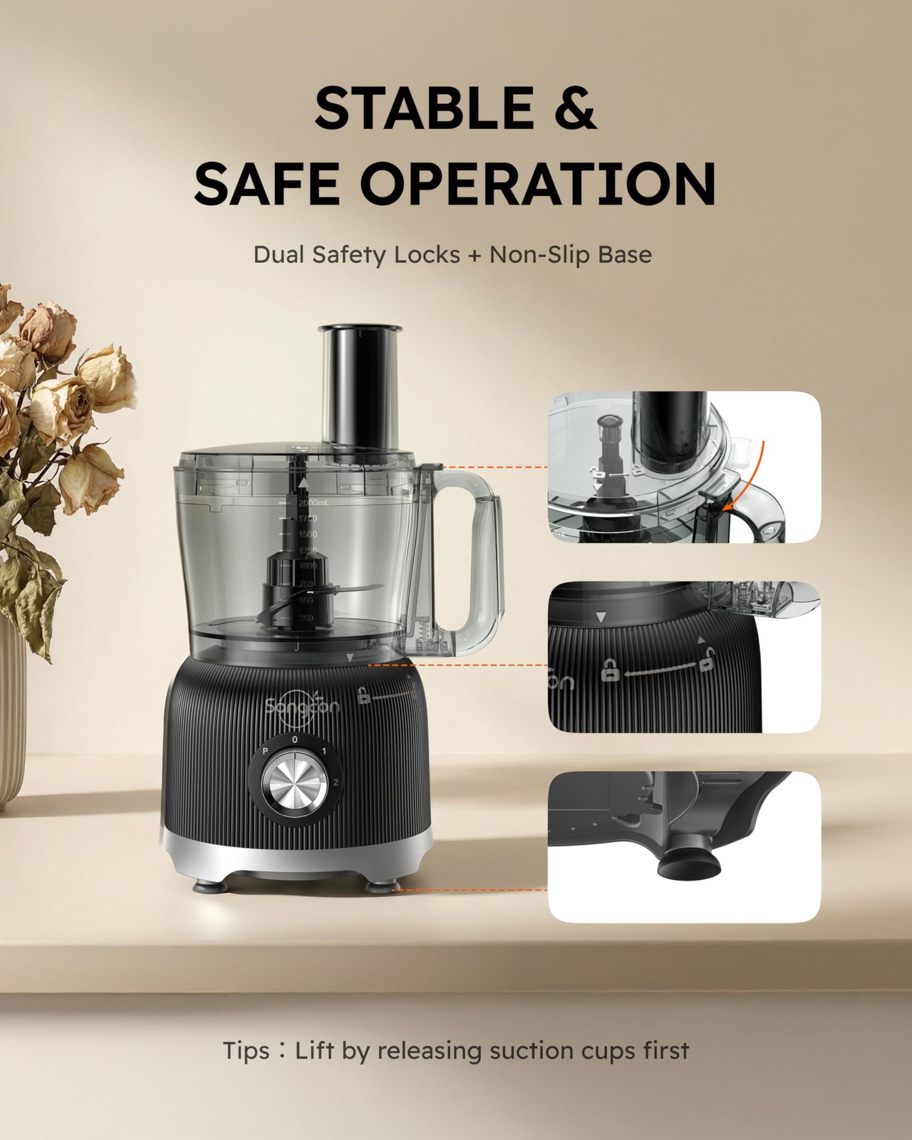 Smoothie Blender and Food Processor Combo for Kitchen, 600W Vegetable Chopper…