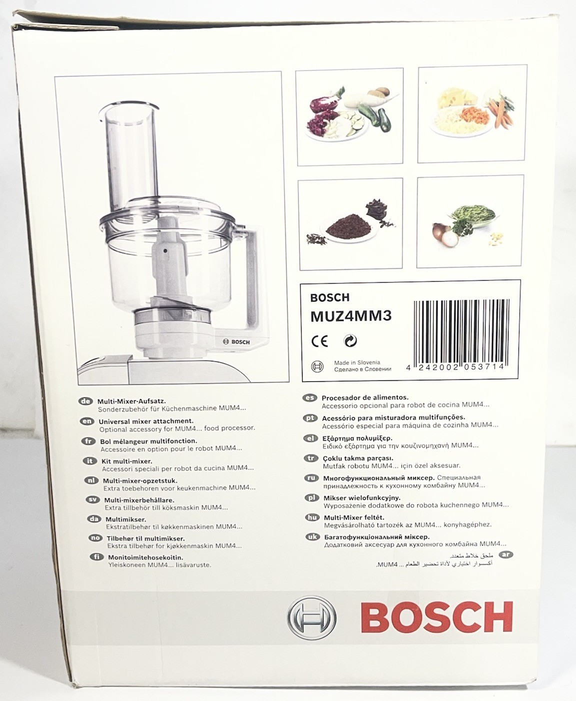 Food Processor Attachment For Bosch Universal Compact Mixers MUZ4MM3