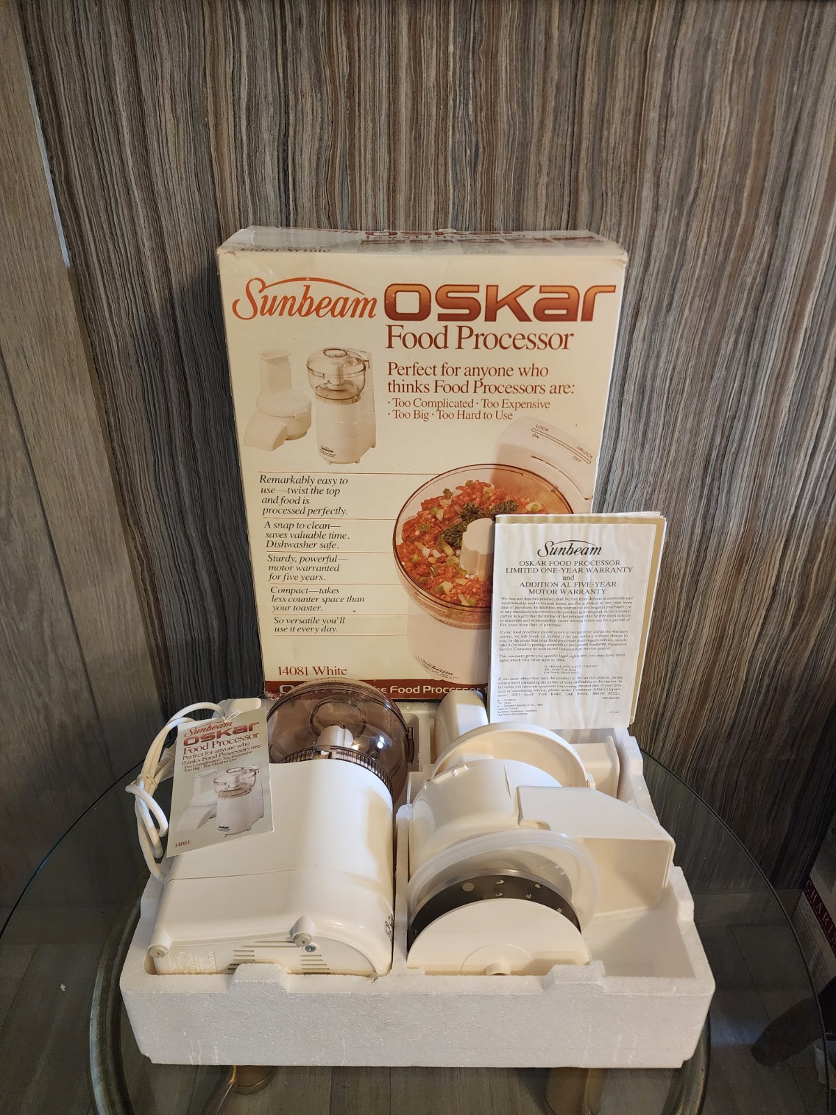 VTG 1984 Sunbeam Oskar High-Efficiency Food Processor #14081 White New In Box
