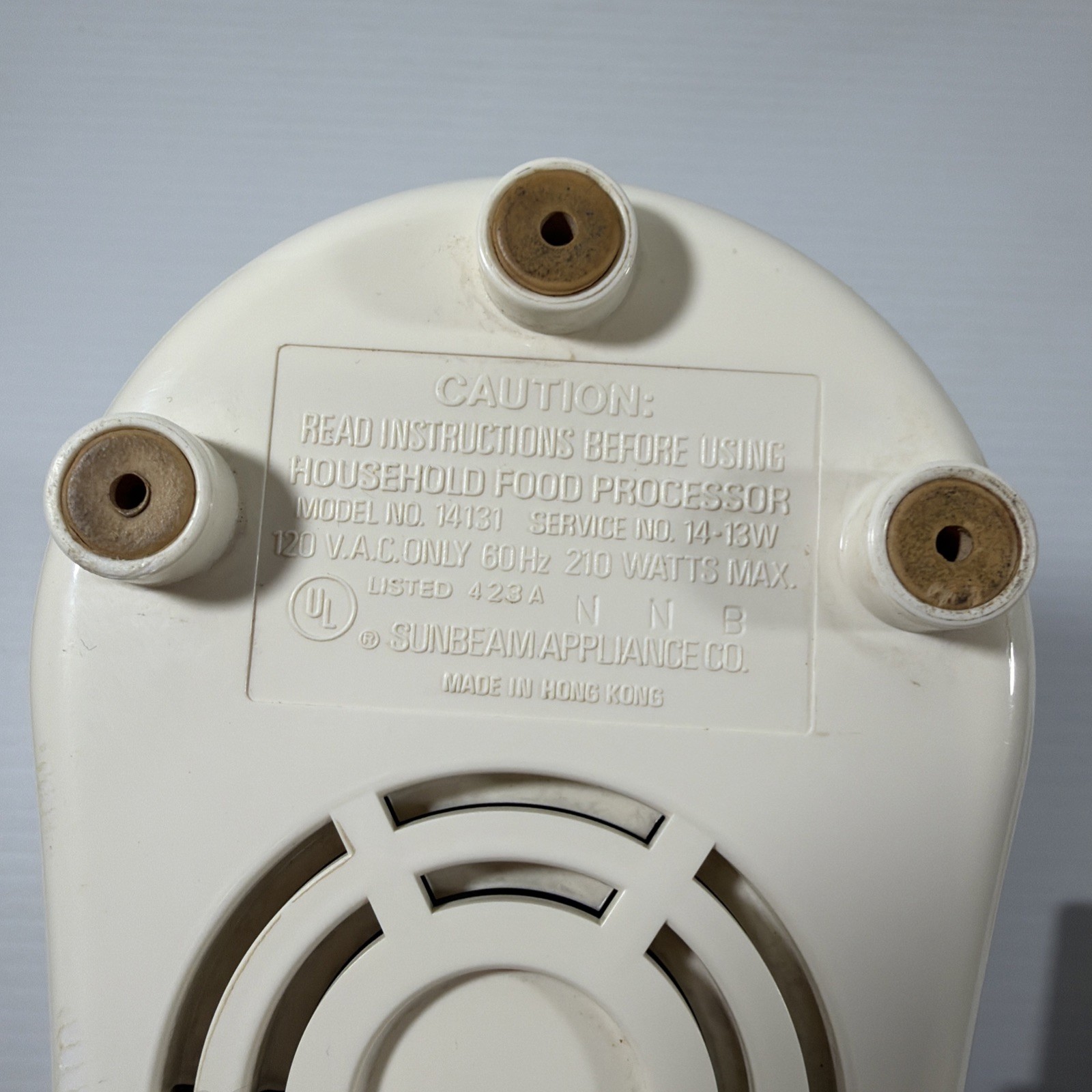 Sunbeam Oskar Jr Chopper Plus Food Processor w/ Bowl Lid Blade Beige Tested