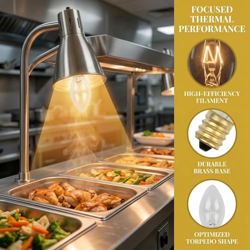 Compatible Heat Lamp Bulbs Equivalent to Hatco 02.30.043.00, 8-Pack 60W 120V