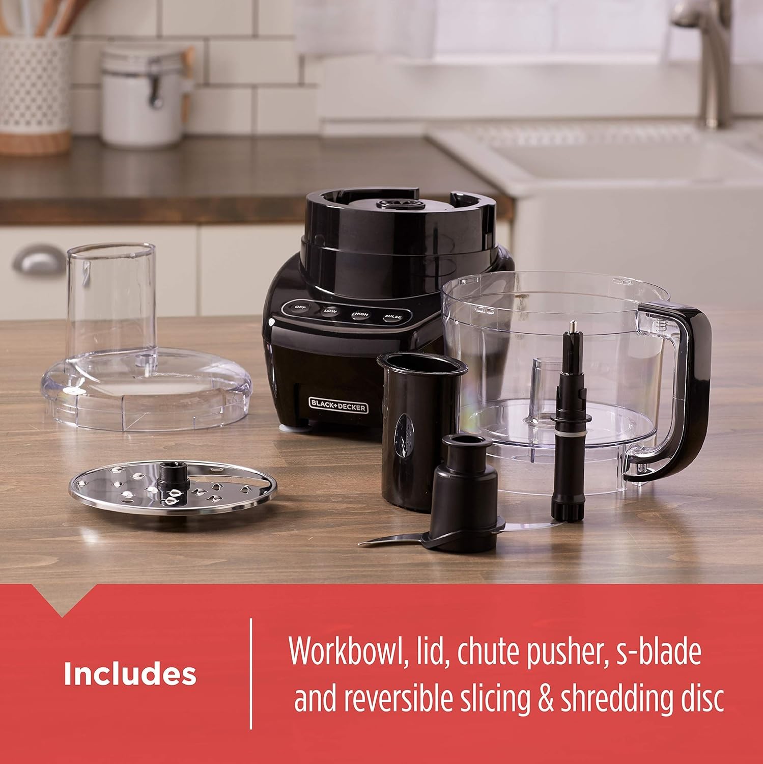 3-in-1 Easy Assembly 8-Cup Food Processor, Stainless Steel S-Blade, Easy-Clean
