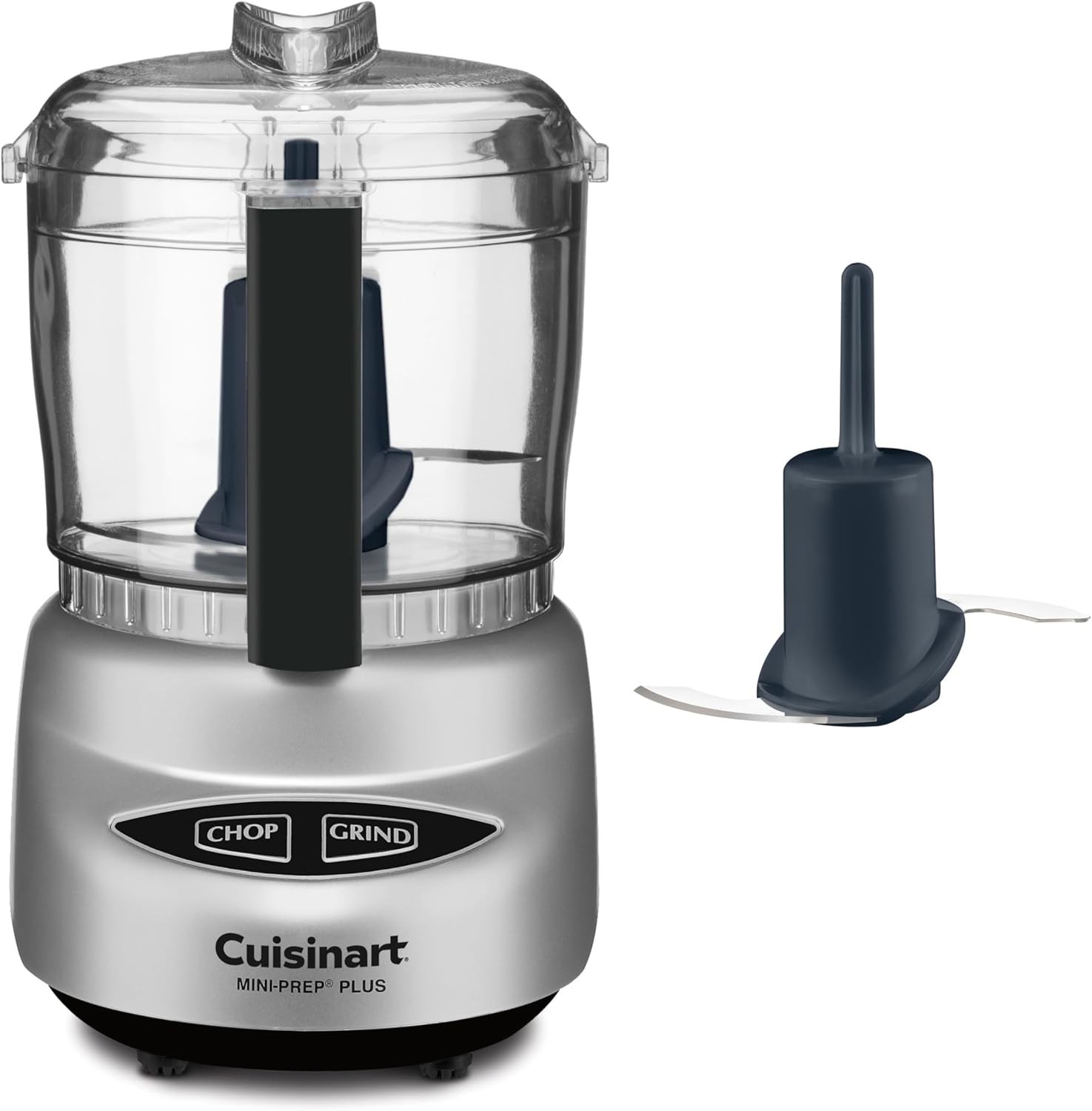 Compact Brushed Chrome Mini-Prep Plus Food Processor – Chops, Grinds, Emulsifies
