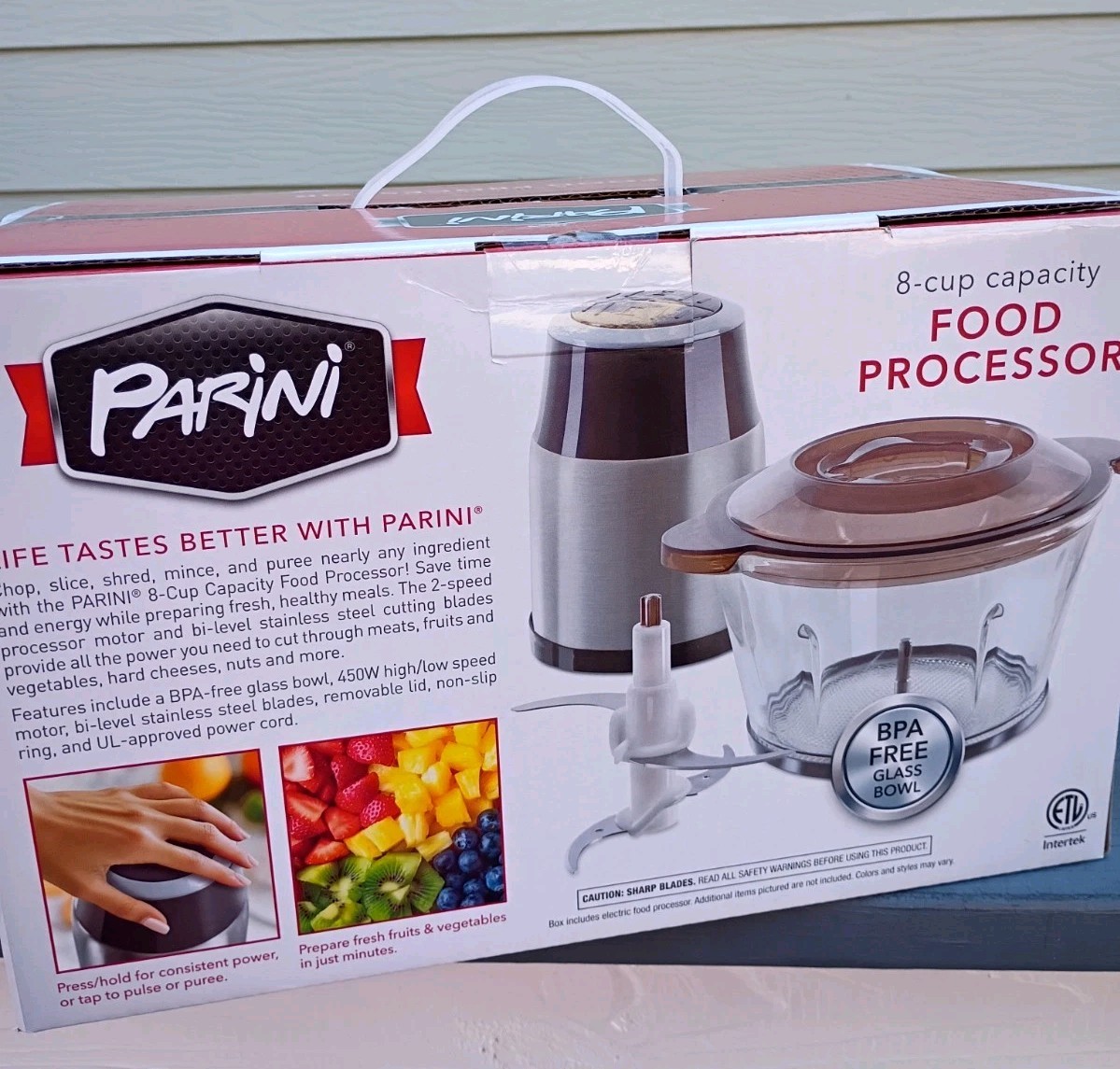 Parini Food Processor 8 Cup Silver and Black 2 Speed New In Box