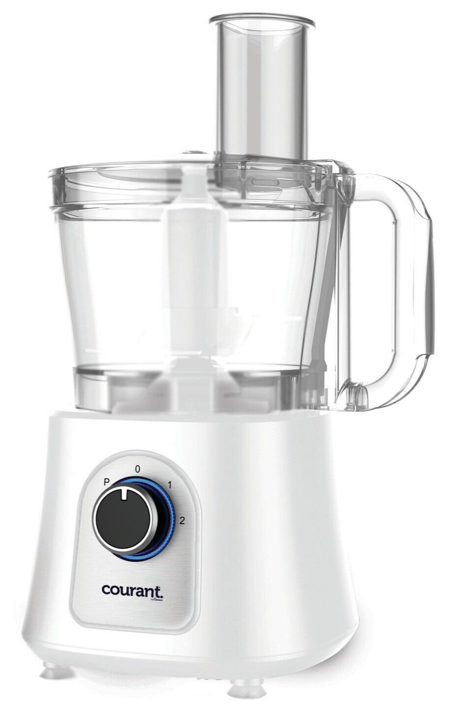 Courant Food Processor Large 12-Cup bowl 800W motor, stainless steel blade-White
