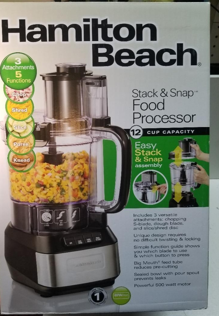 NEW Hamilton Beach Stack & Snap Food Processor 12cup Capacity #70727 SEALED!