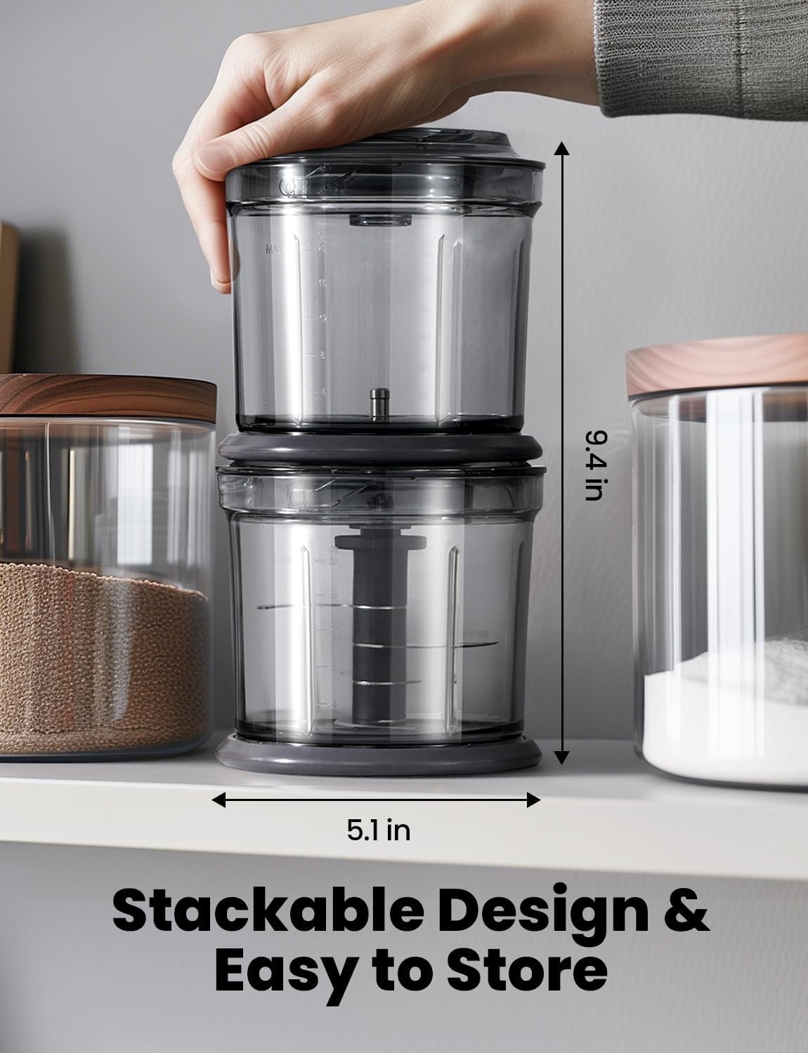 Compact 4-Cup Food Processor & Chopper, 2 Speed, 4 Blades for Meat, Veggies, Nut