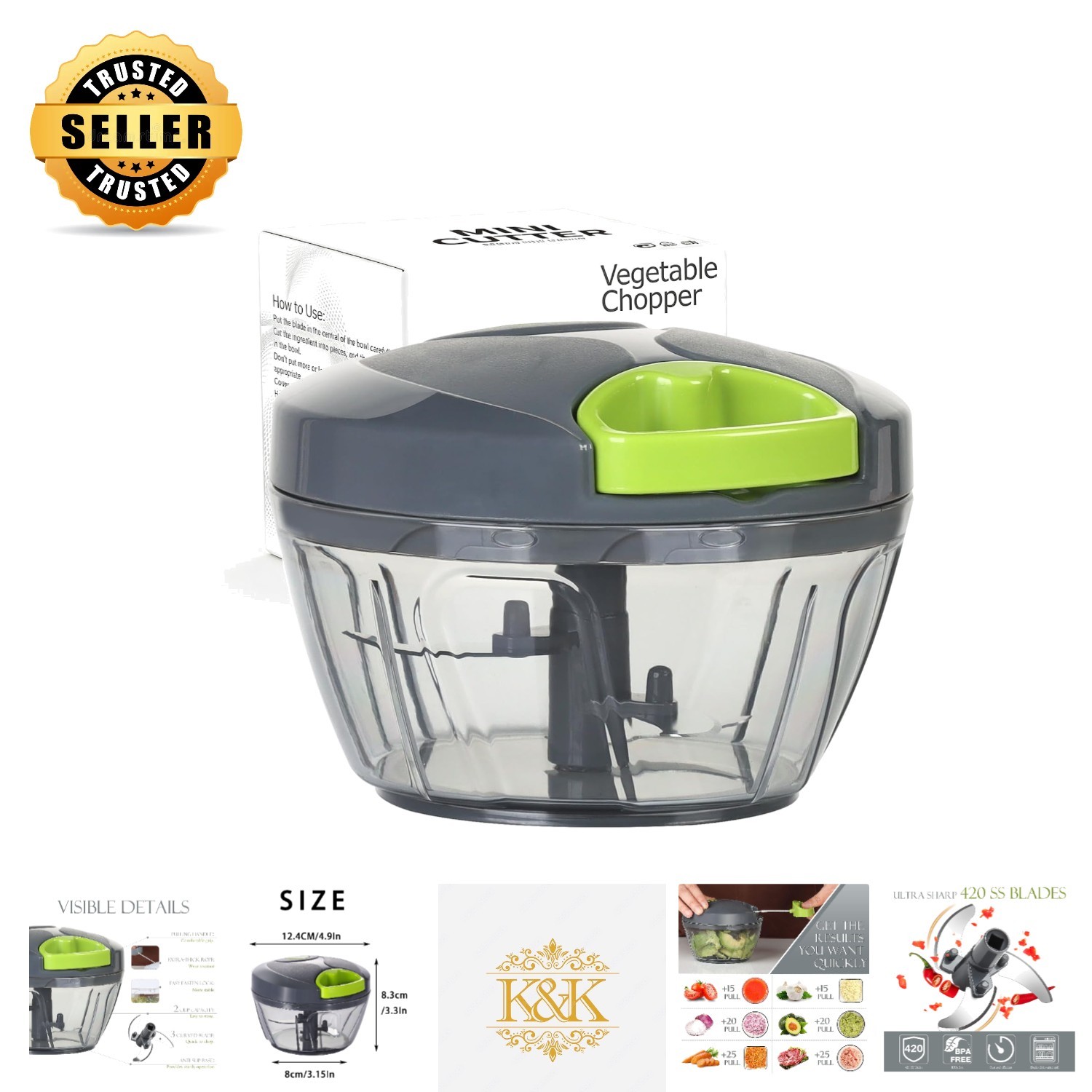 Dishwasher Safe 500ml Vegetable Chopper – Effortless Prep for Every Occasion