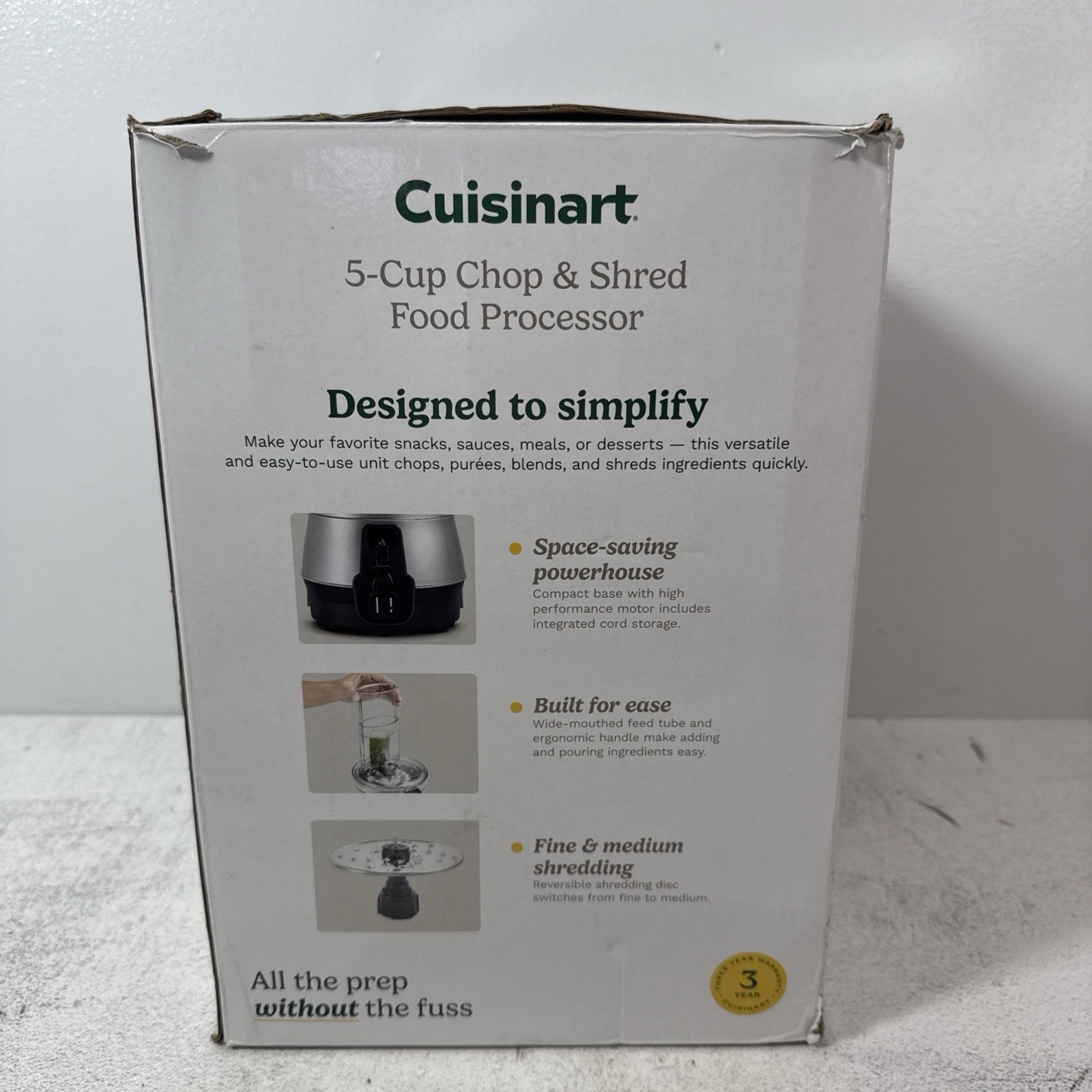 Cuisinart 5 Cup Chop & Shred Food Processor FP-5 Fine And Medium Shredding