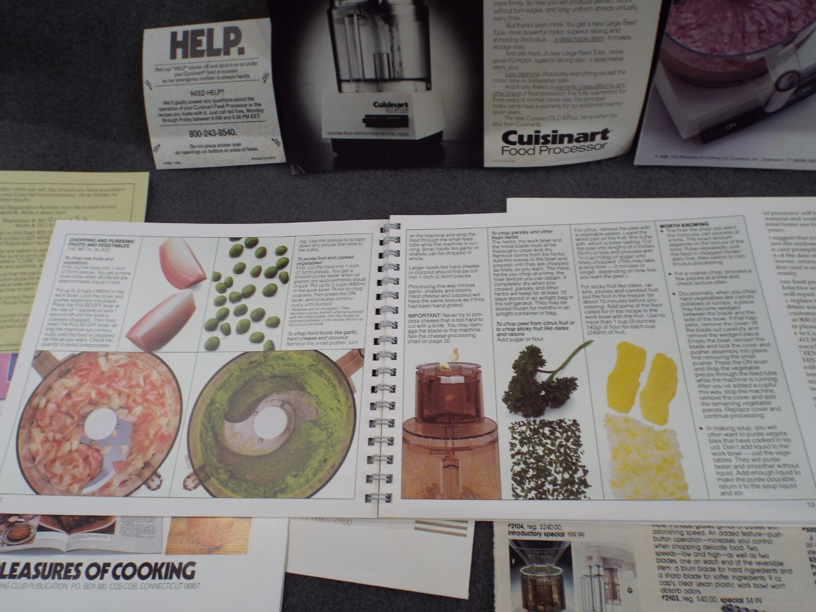 Cuisinart DLC-8 Food Processor Book Manual Instructions Blades Attachment Recipe