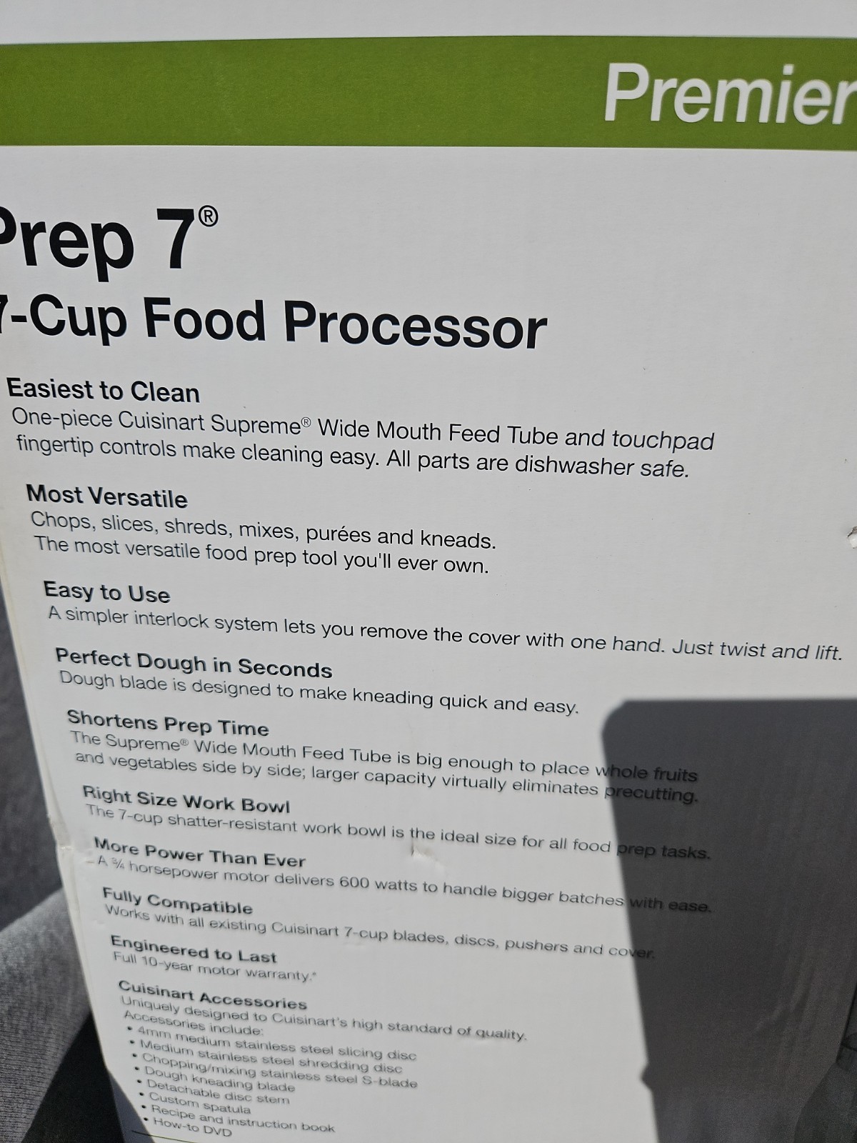 Cuisinart Prep 7 7-Cup 600W Food Processor Pulse Dishwasher-Safe White DLC-2007N