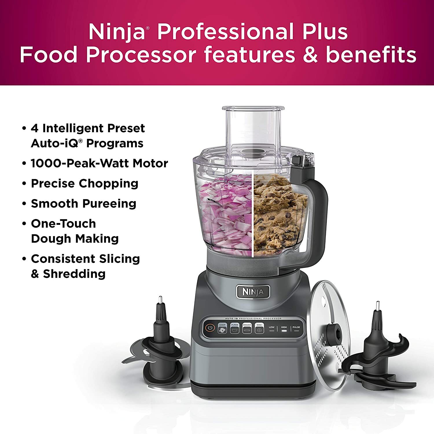 Ninja BN601 Professional Plus Food Processor 1000 Watts Auto-iQ (9A-OB) BN600
