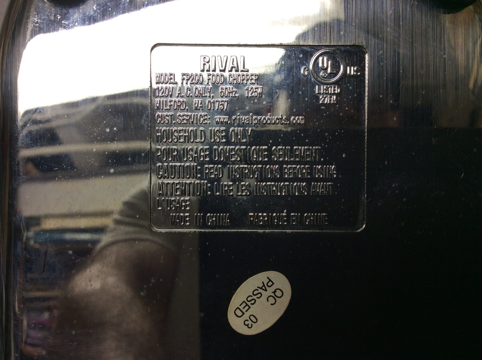 RIVAL Model FB 200 -3 Cup Mini Food Chopper Complete And Tested