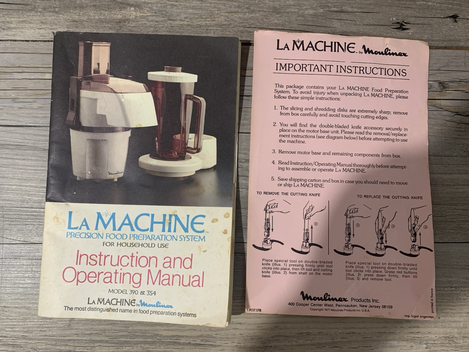 1977 Moulinex La Machine 354 & 390 Instruction and Operating Manual