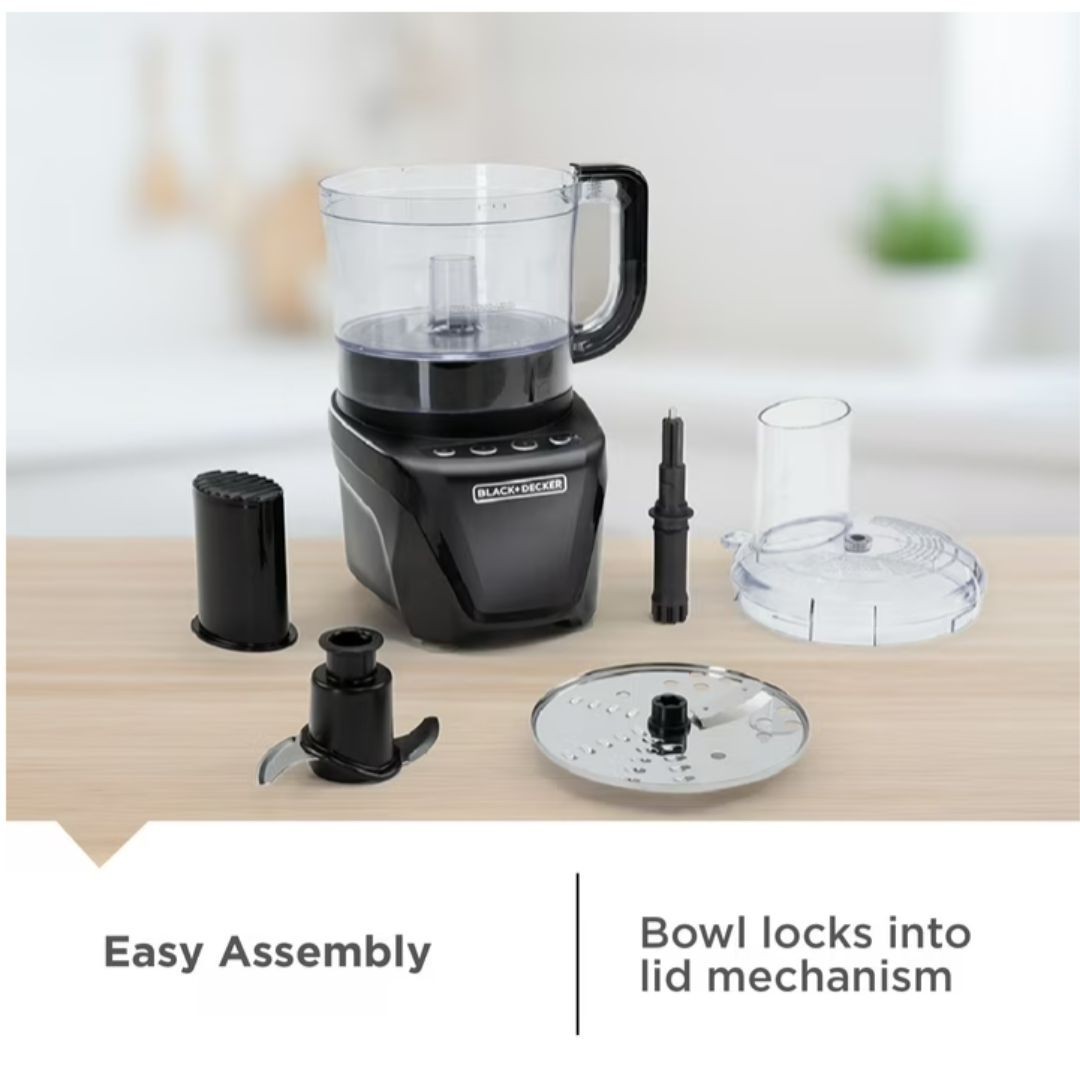 BLACK+DECKER Easy Assembly 8-Cup Food Processor, 850W, 2 Speeds + Pulse, Chop