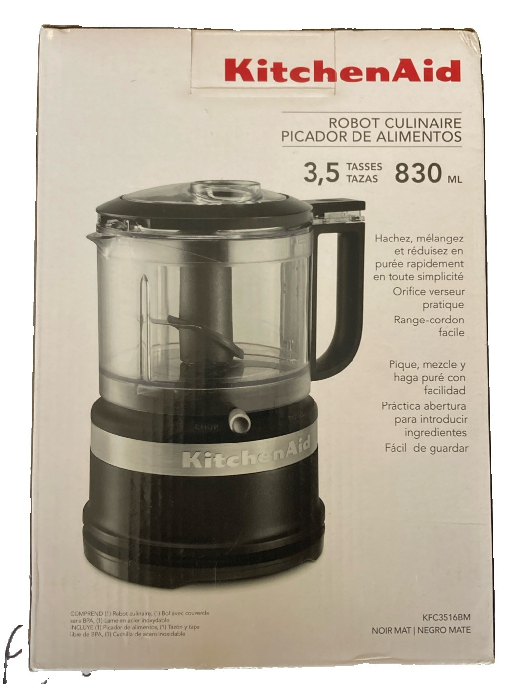 KitchenAid 3.5-Cup Food Chopper Chop Mix Puree Drizzle Basin Liquid NIOB