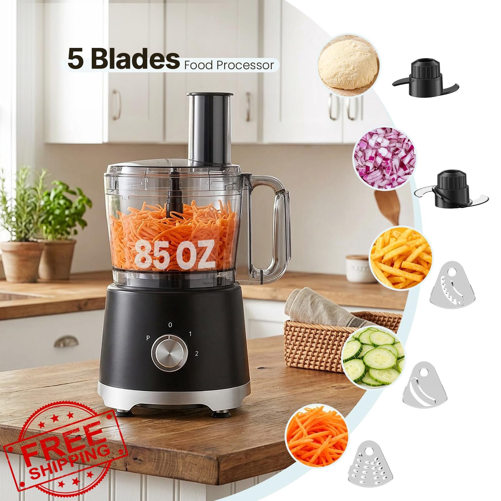 OLIXIS Food Processor 10.5 CUP Black 600W