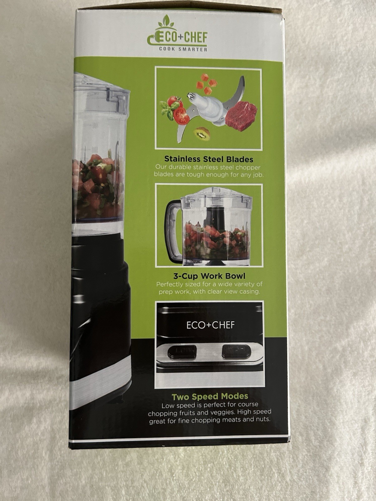 Eco Chef 3 Cup 2 Speed Food Processor (Chop Grind Emulsify Purée) NEW