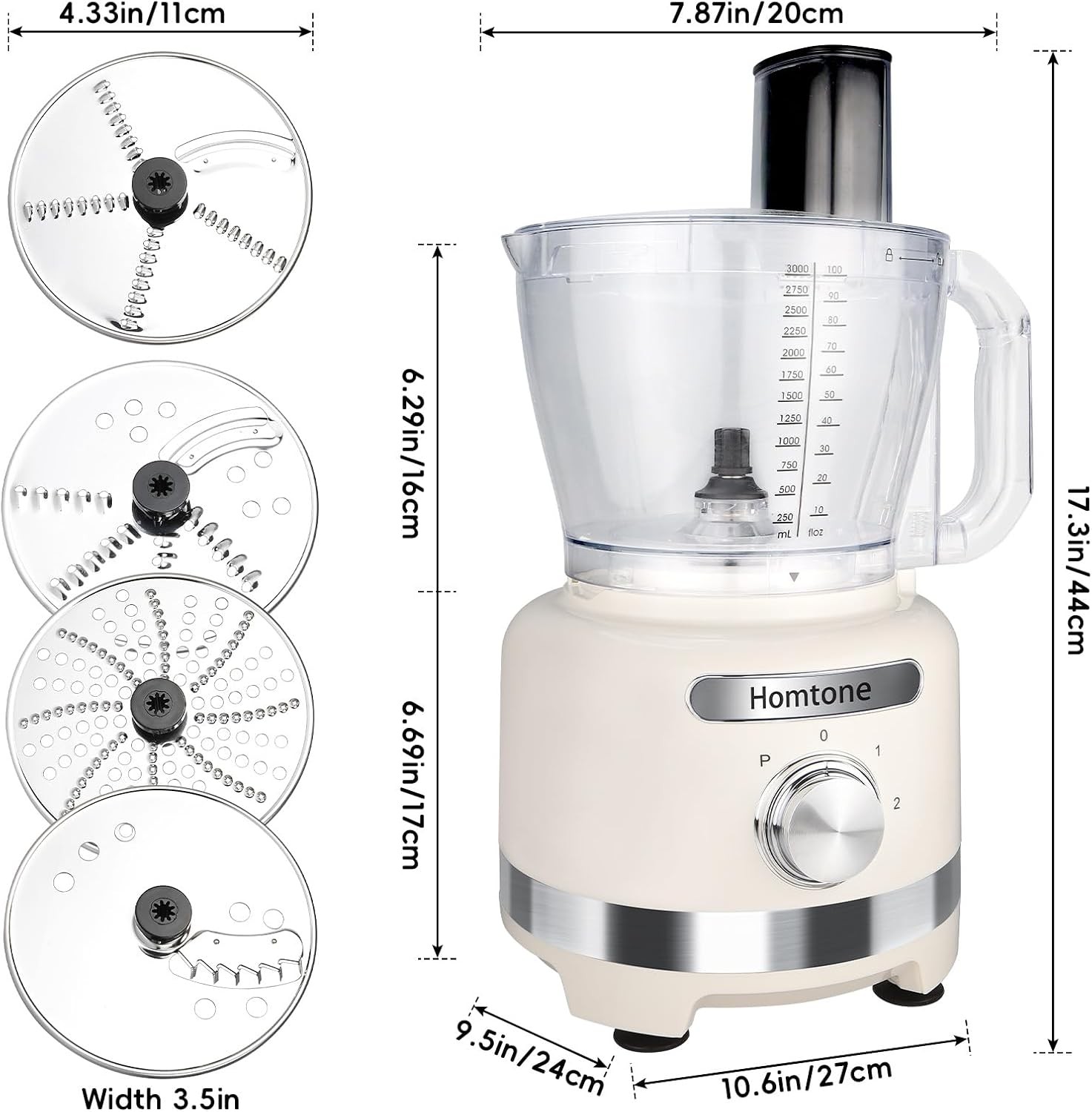 Homtone Large 16 Cup Food Chopper French Fry Meat Veggie Prep
