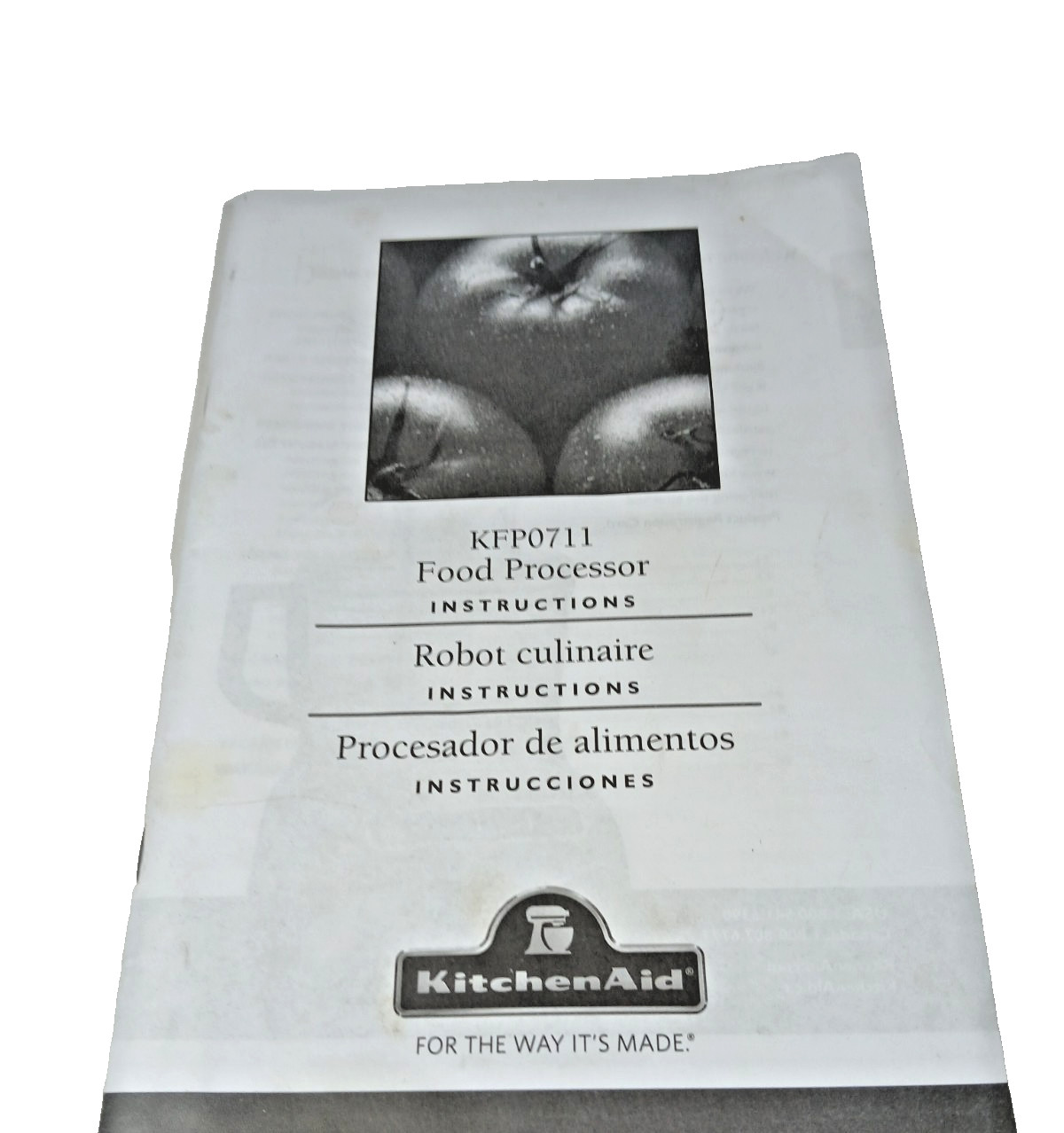 KitchenAid KFP0711 Food Processor Instruction Manual Booklet Spanish & English