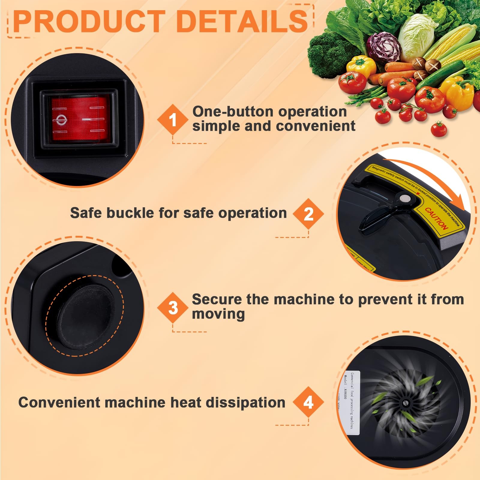 Commercial Vegetable Dicer Chopper 3 IN 1 Food Processor Automatic Potato Sli…
