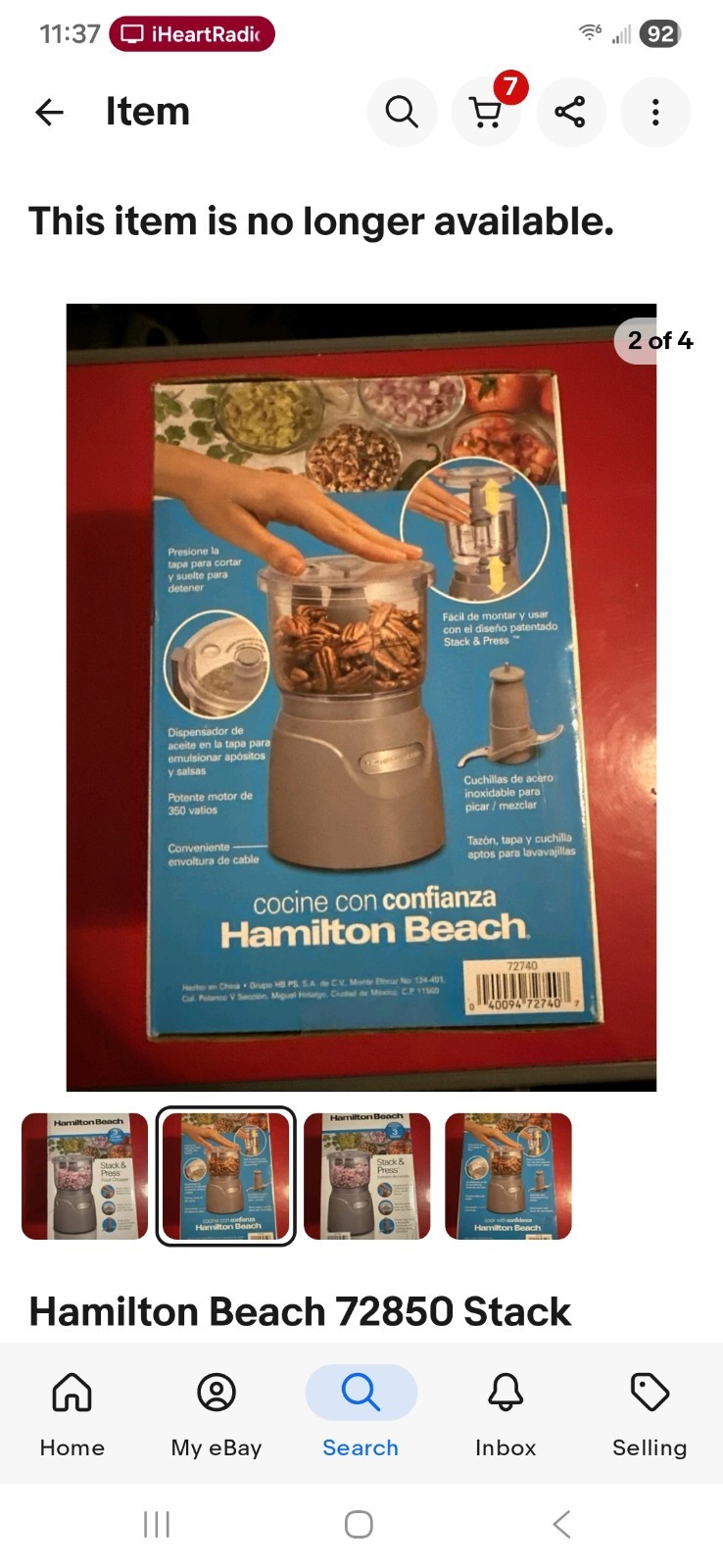 Hamilton Beach 72850 Stack & Press™ 3 Cup Chopper