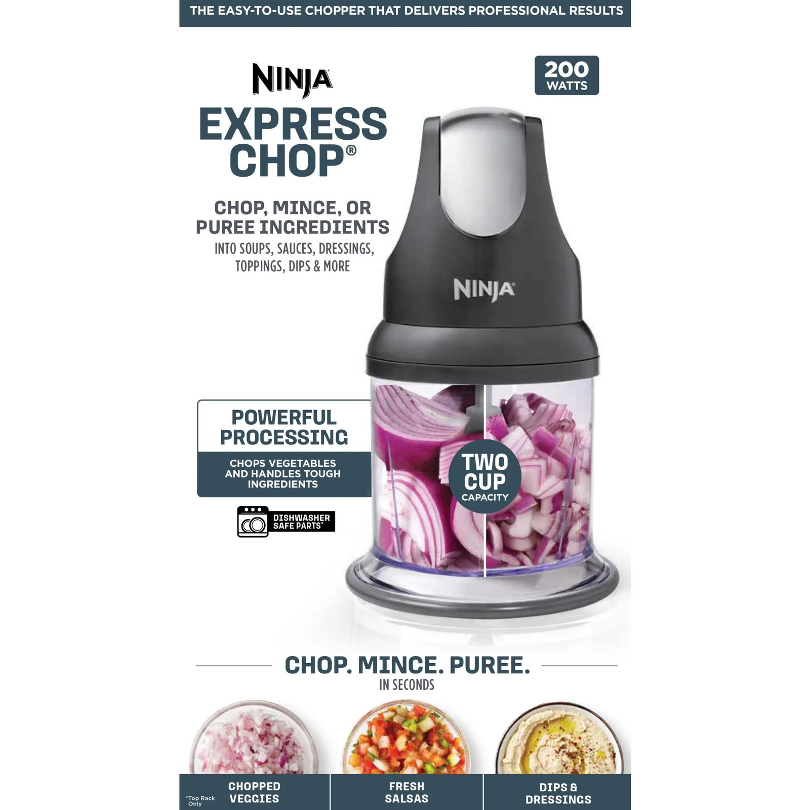 Ninja Express Chop Food Processor, 2-Cup, Black NJ100WM