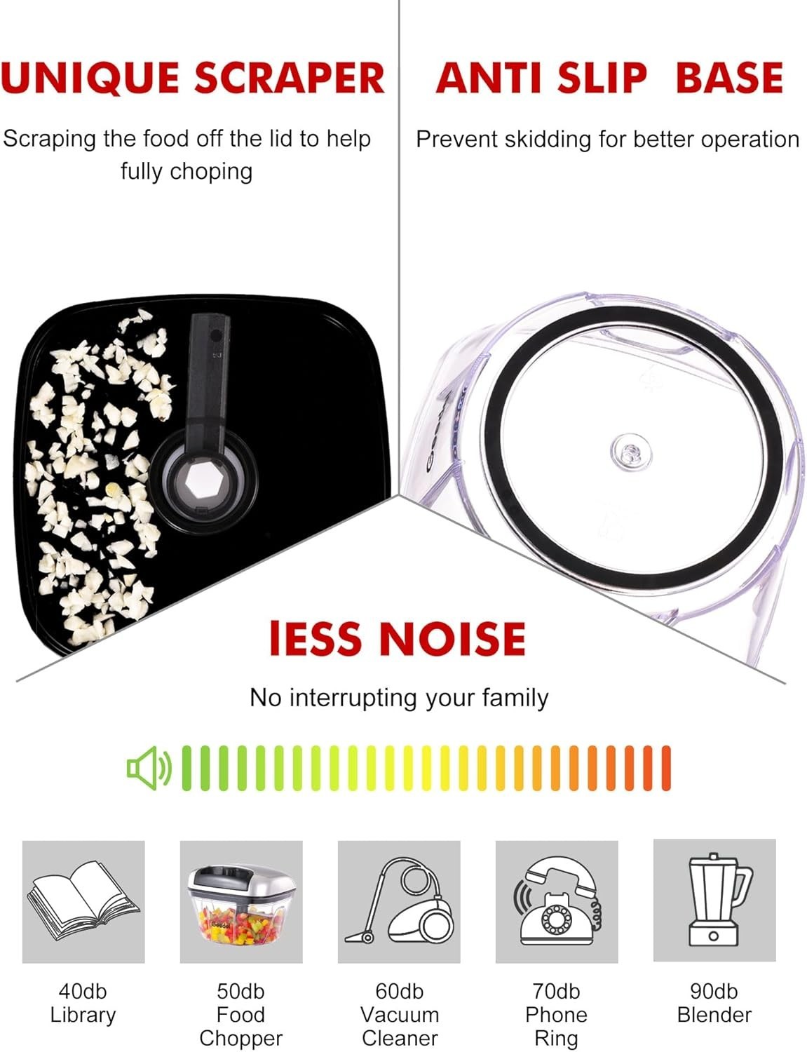Manual Food Processor Vegetable Cutter 2 Cup Compact Kitchen Chopper