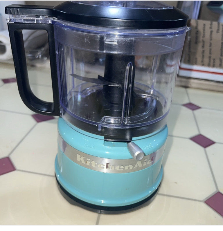 Kitchen Aid Aqua Sky Blue Food Processor 3.5 Cup Chopper KFC3516QCB Wrap Cord
