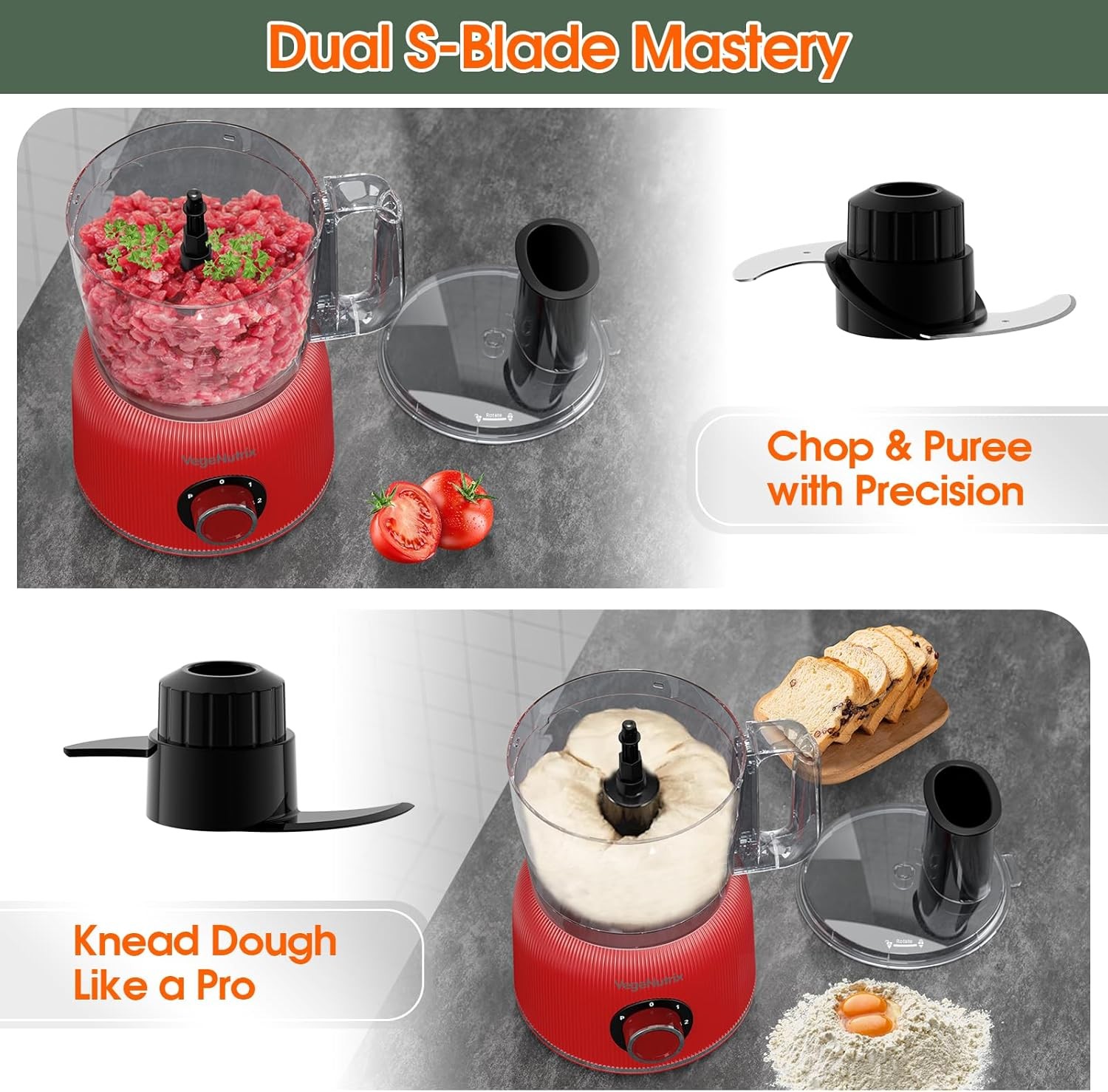 Food Processor and Blender Combo, 88 oz Food Chopper for Meat, Vegetable and Dou
