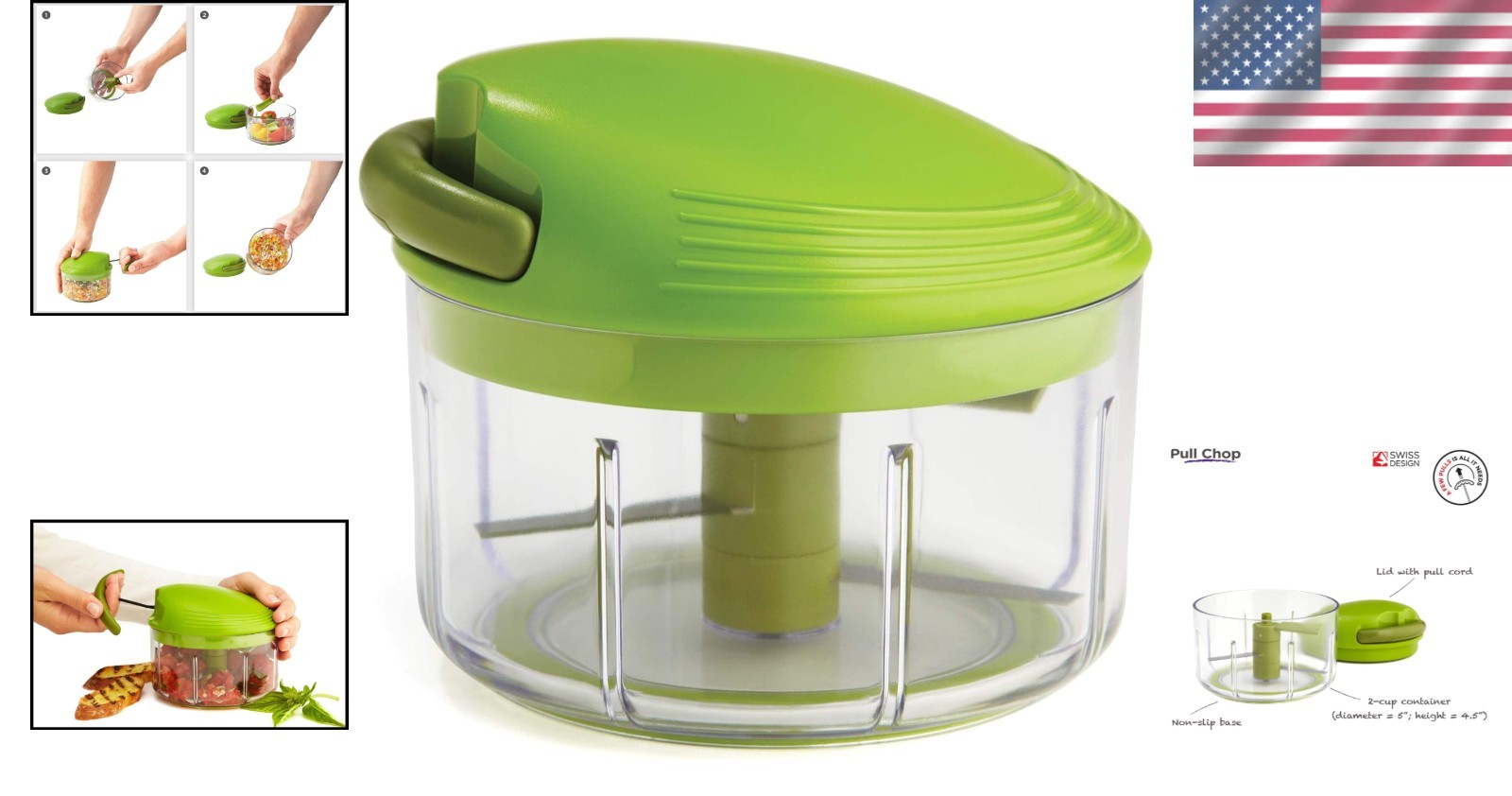Effortless Manual Food Processor – 2-Cup Capacity