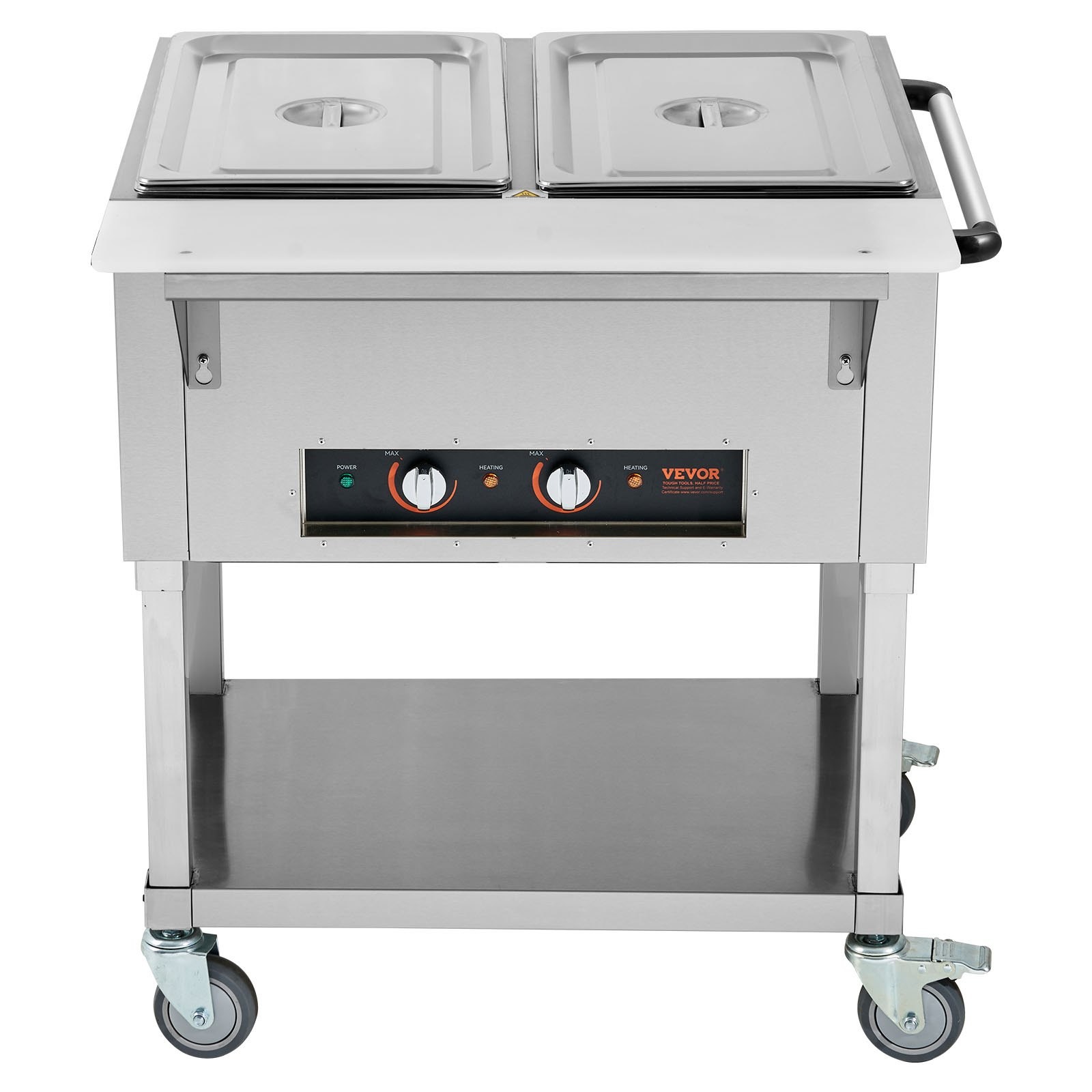 2-Pan Commercial Food Warmer, 2 x 20.6QT Electric Steam Table, 1000W Professiona