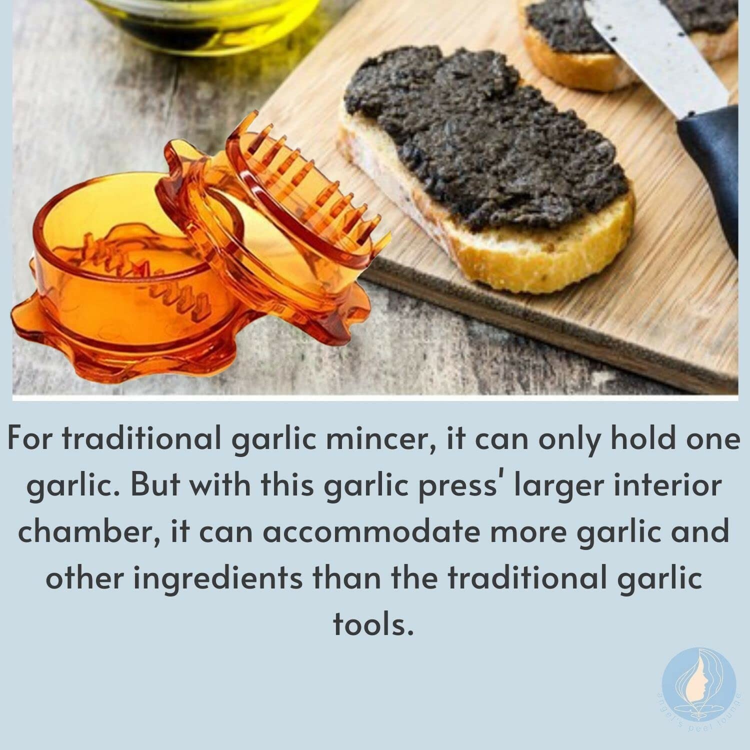 Food Processor-Garlic Mincer Press with a Twist fourth Generation (Orange)