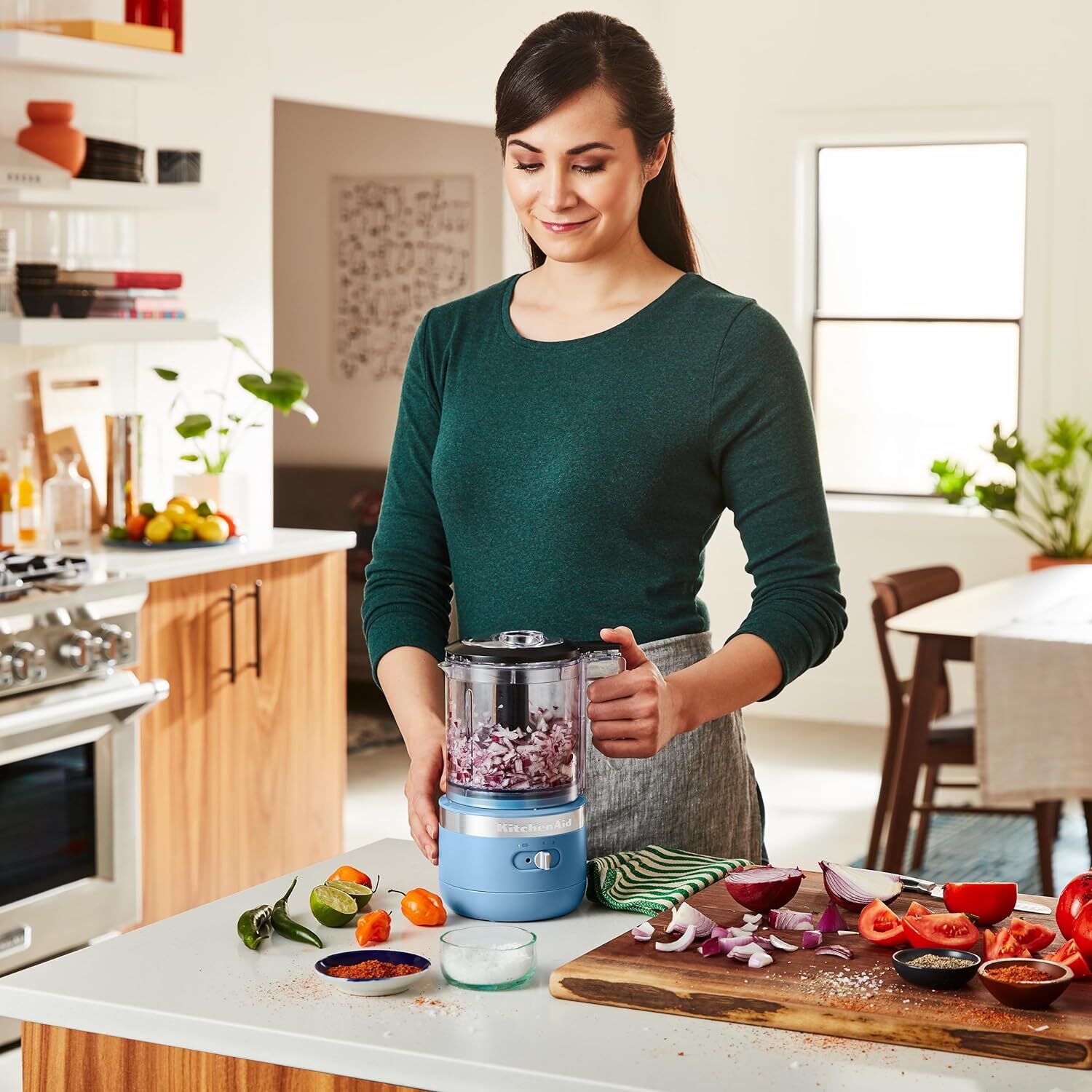 KitchenAid KFCB519 5Cups Rechargeable Battery Cordless Food Chopper, Blue Velvet