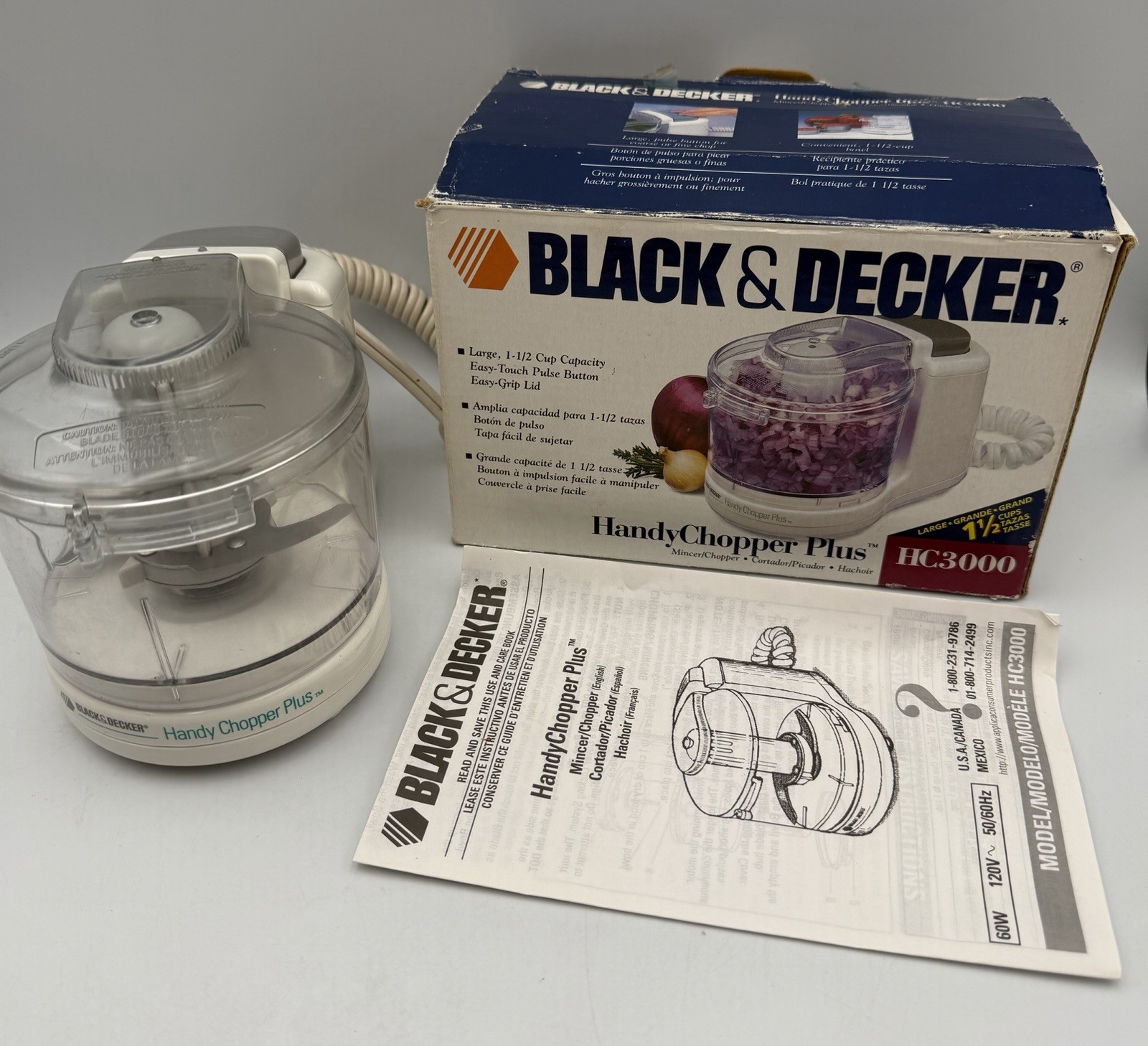 Black & Decker Handy Chopper Plus HC3000 Food Processor w/ Box & Manual