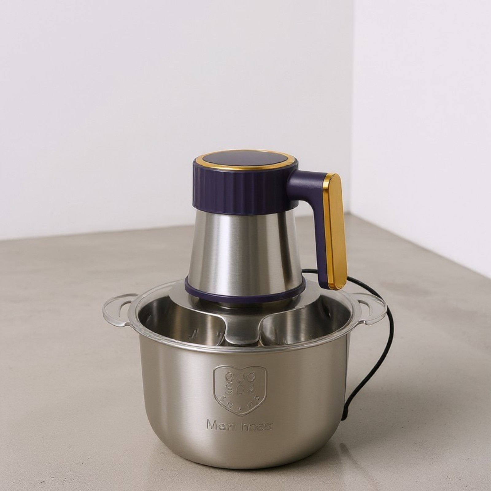 Man Inox Electric Food Processor Stainless Steel Bowl Silver