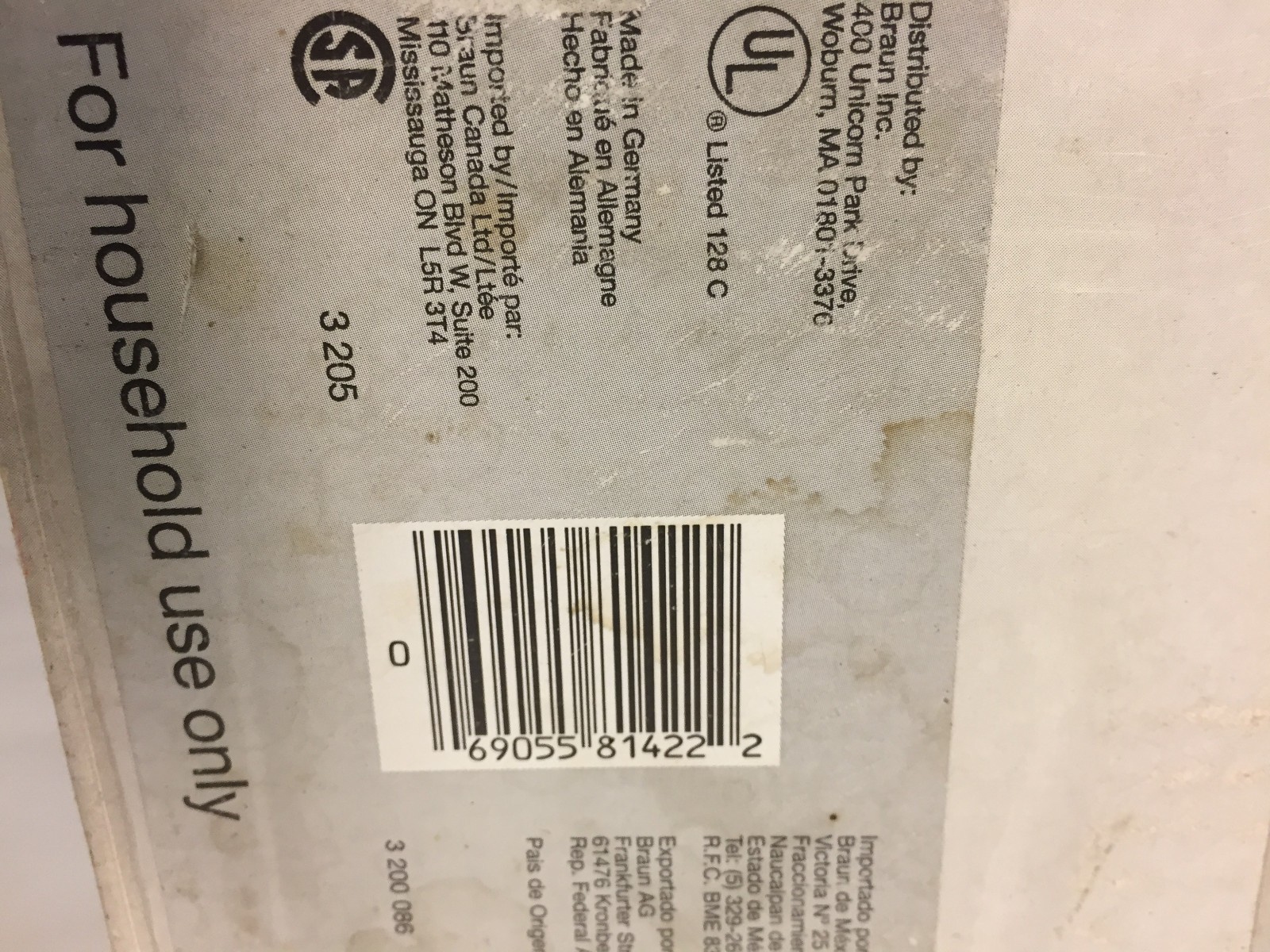 Braun CombiMax 600 Food Processor 600W Center K600 Made in Germany (Mint)