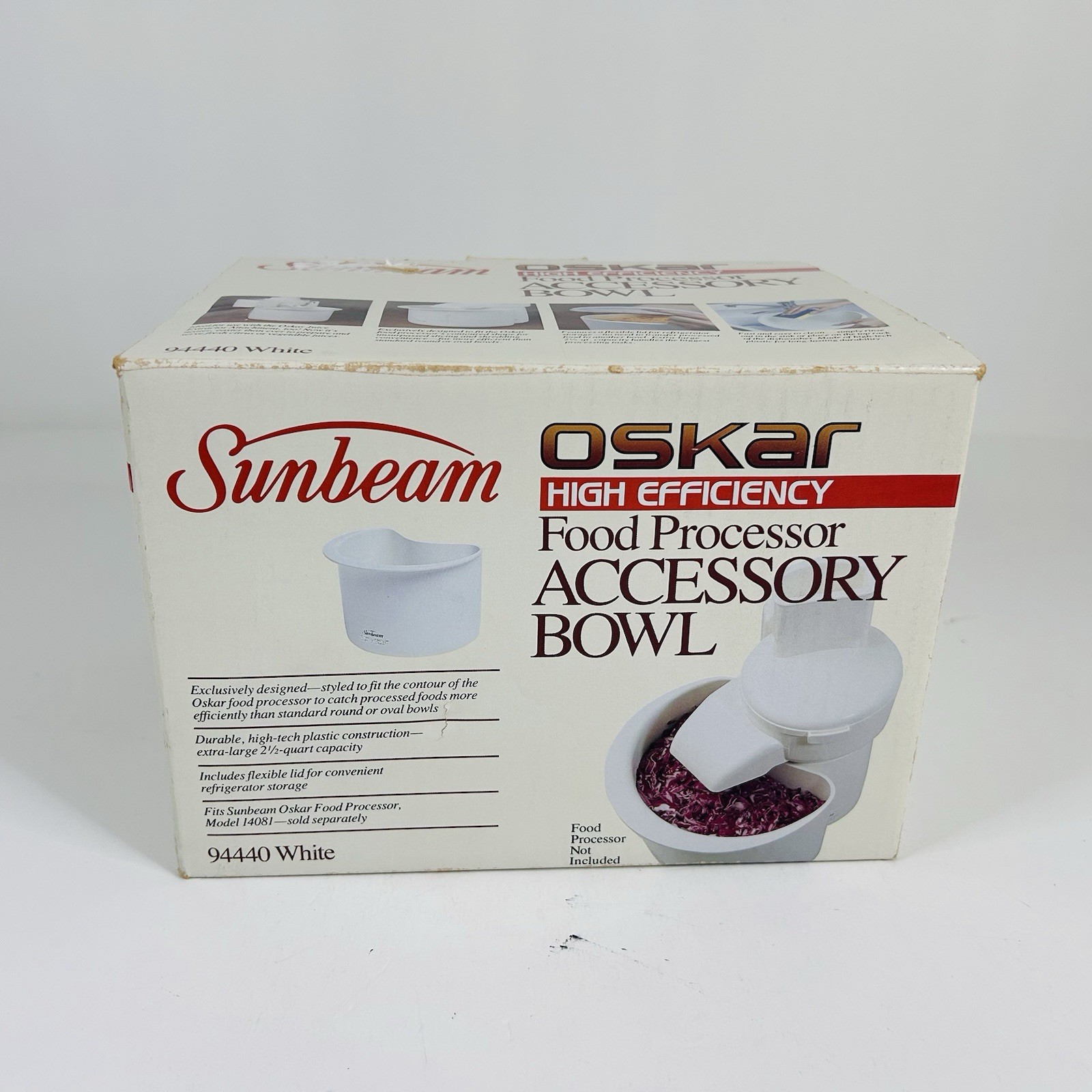 New in Box Sunbeam Oskar 94440 Accessory Bowl w/ Lid For 14081 Food Processor