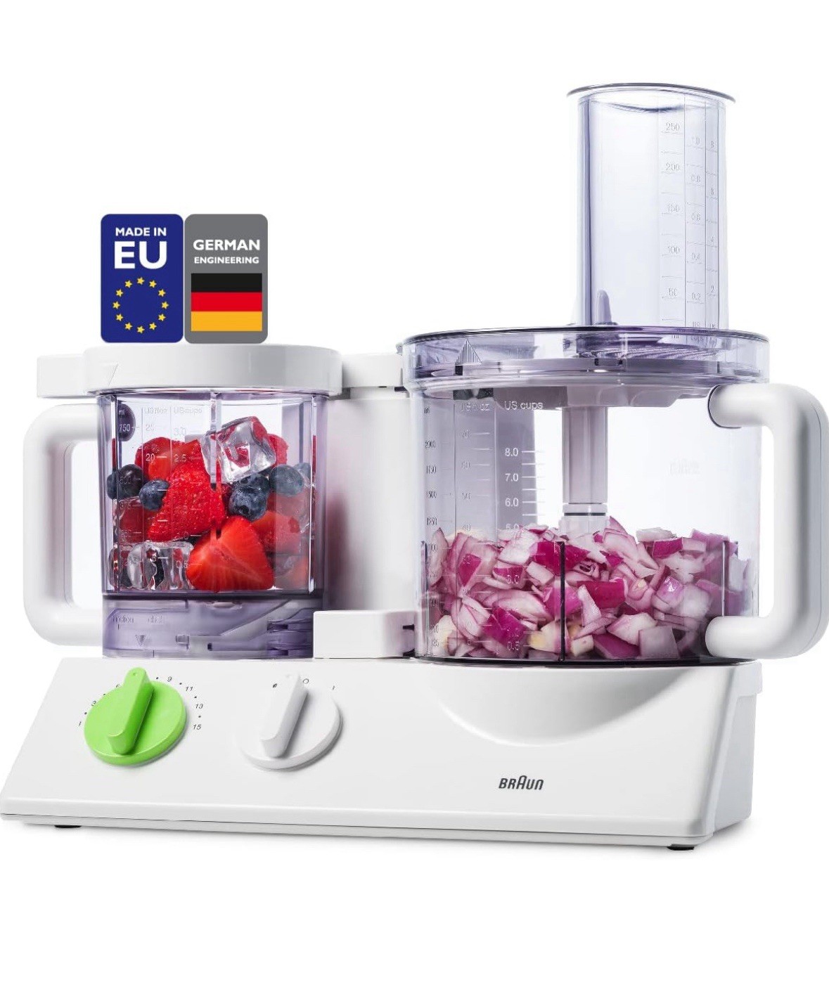 Braun Sous Chef 1000W Food Processor 12-Cup + 0.75L Chopper, 15-Speed White