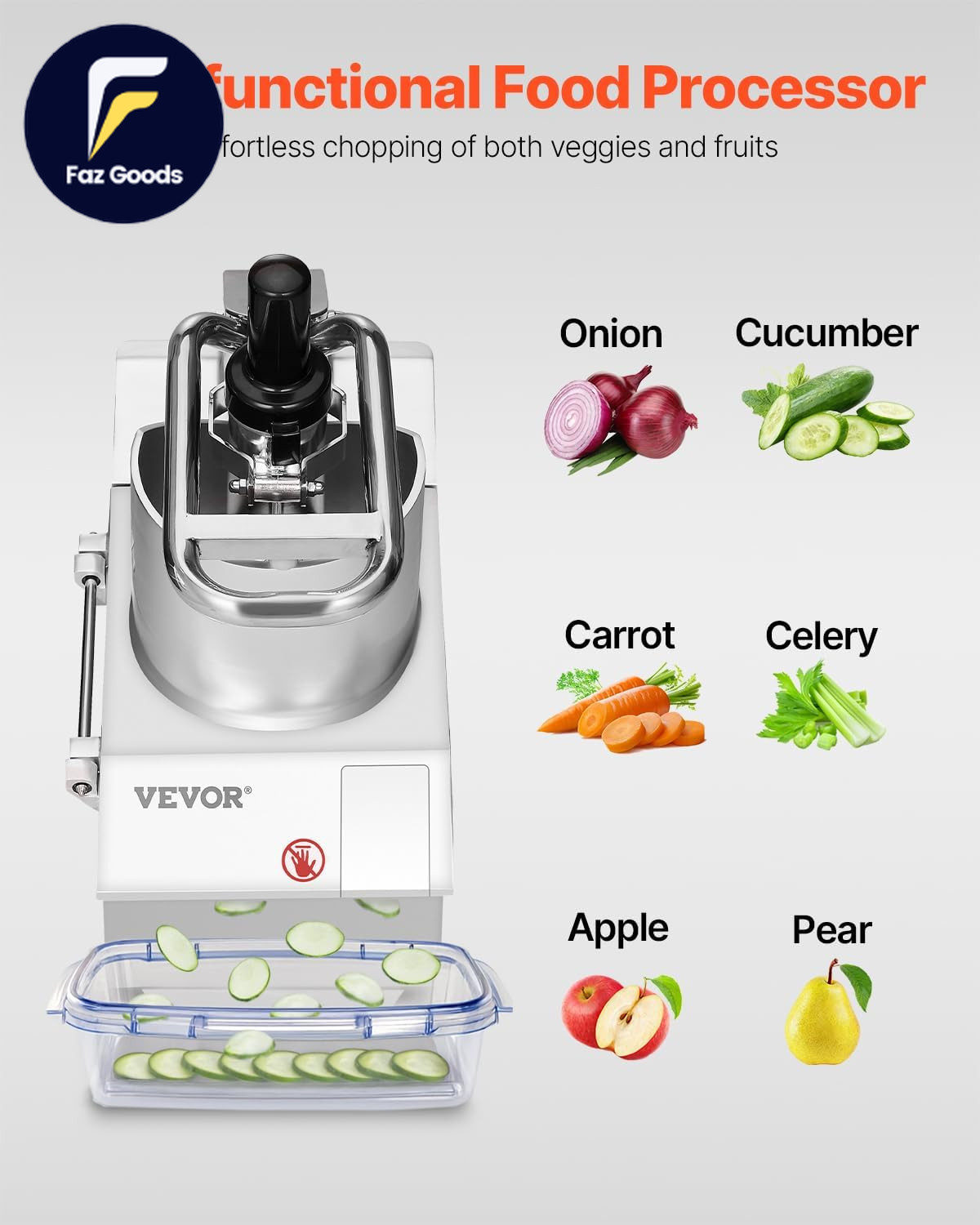 Food Processor & Vegetable Chopper 2 Feeding Holes Food-Grade Stainless Steel