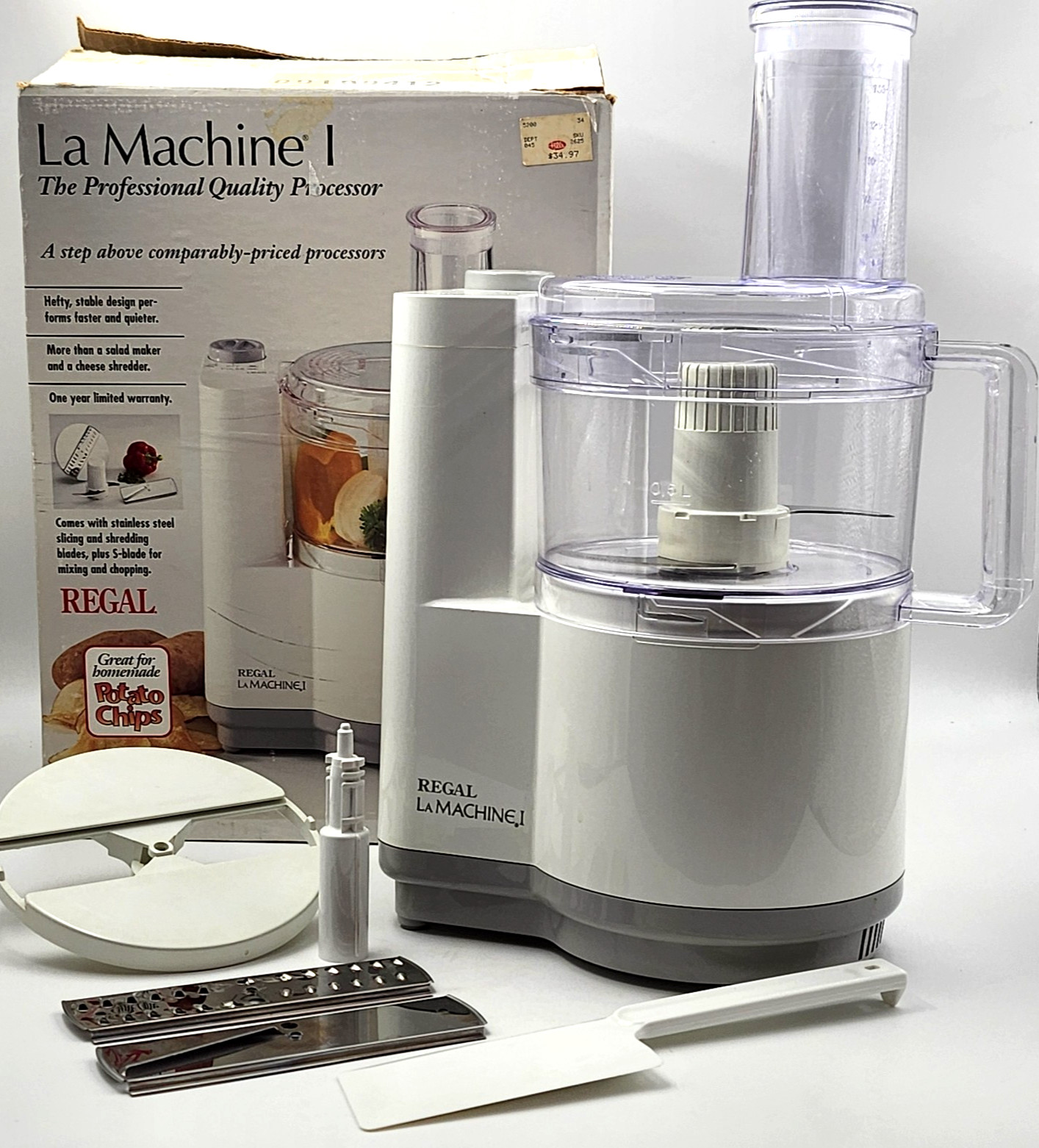 VTG Regal La Machine I Food Processor K813GY w/Attachments Shred Slice Chop USA