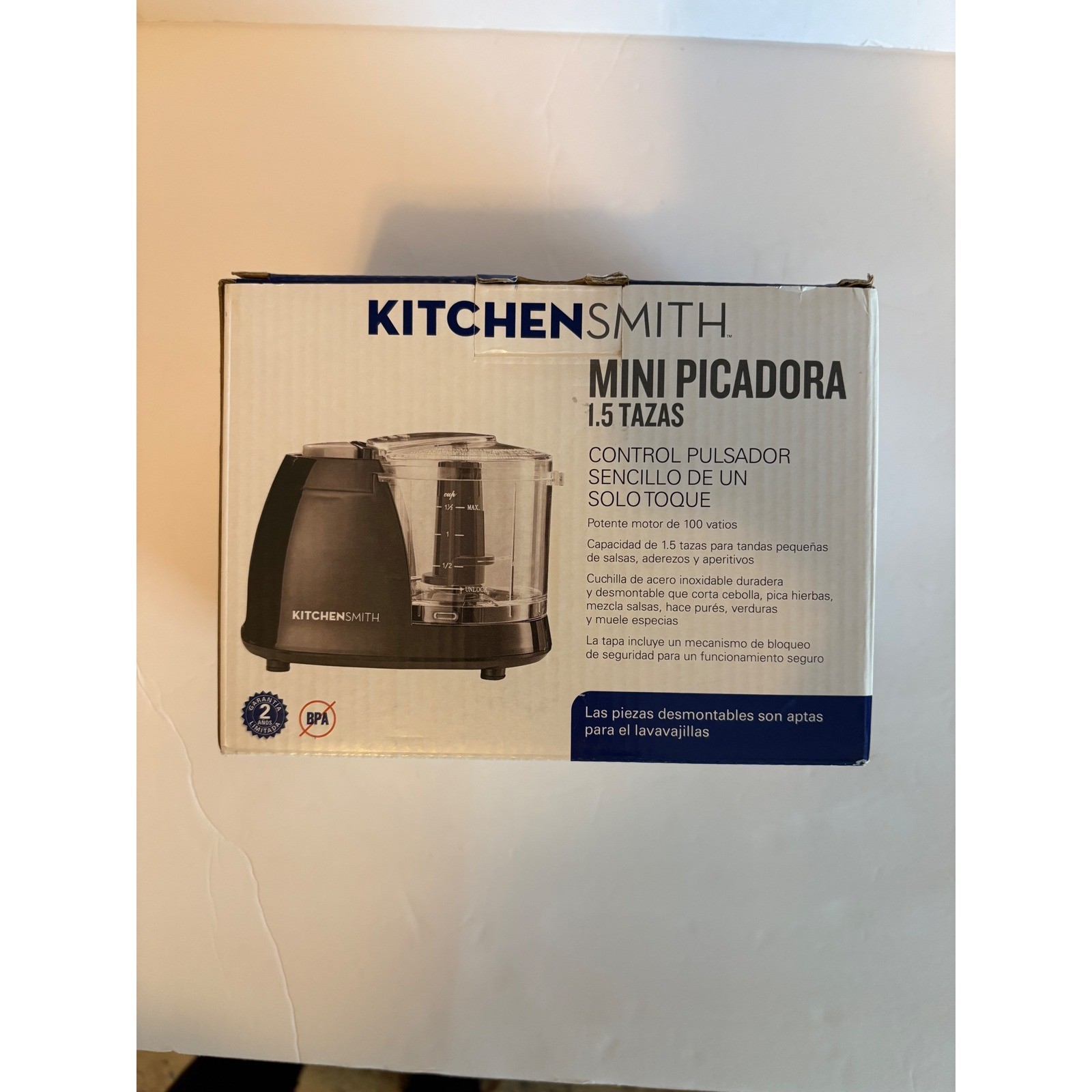 KitchenSmith 1.5 Cup Mini Chopper Black Food Processor 100W One Touch Pulse