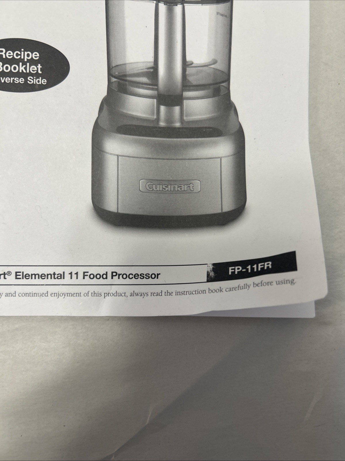 Cuisinart Elemental 11 Food Processor CFP-22 Owner’s Manual & Recipes